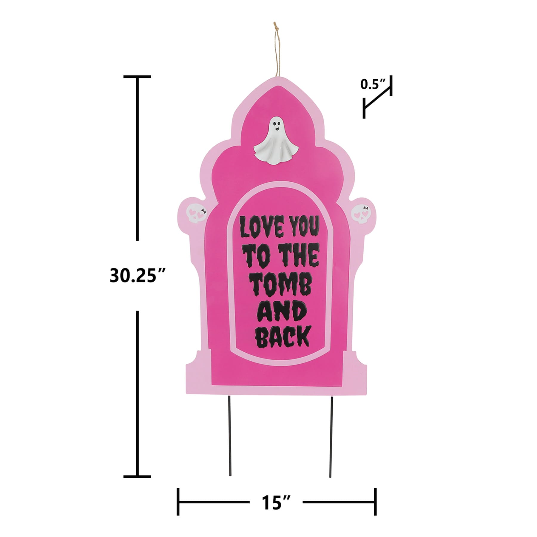 Hey Boo! Pink Tombstone Yardstake, 30.2"