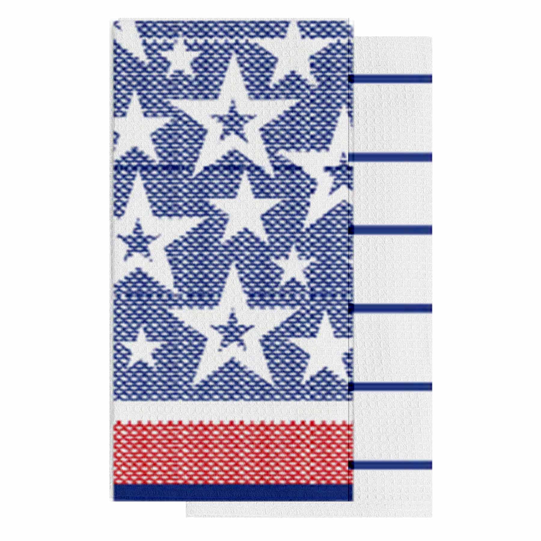 Patriotic Set of 2 Honeycomb Stars Kitchen Towels