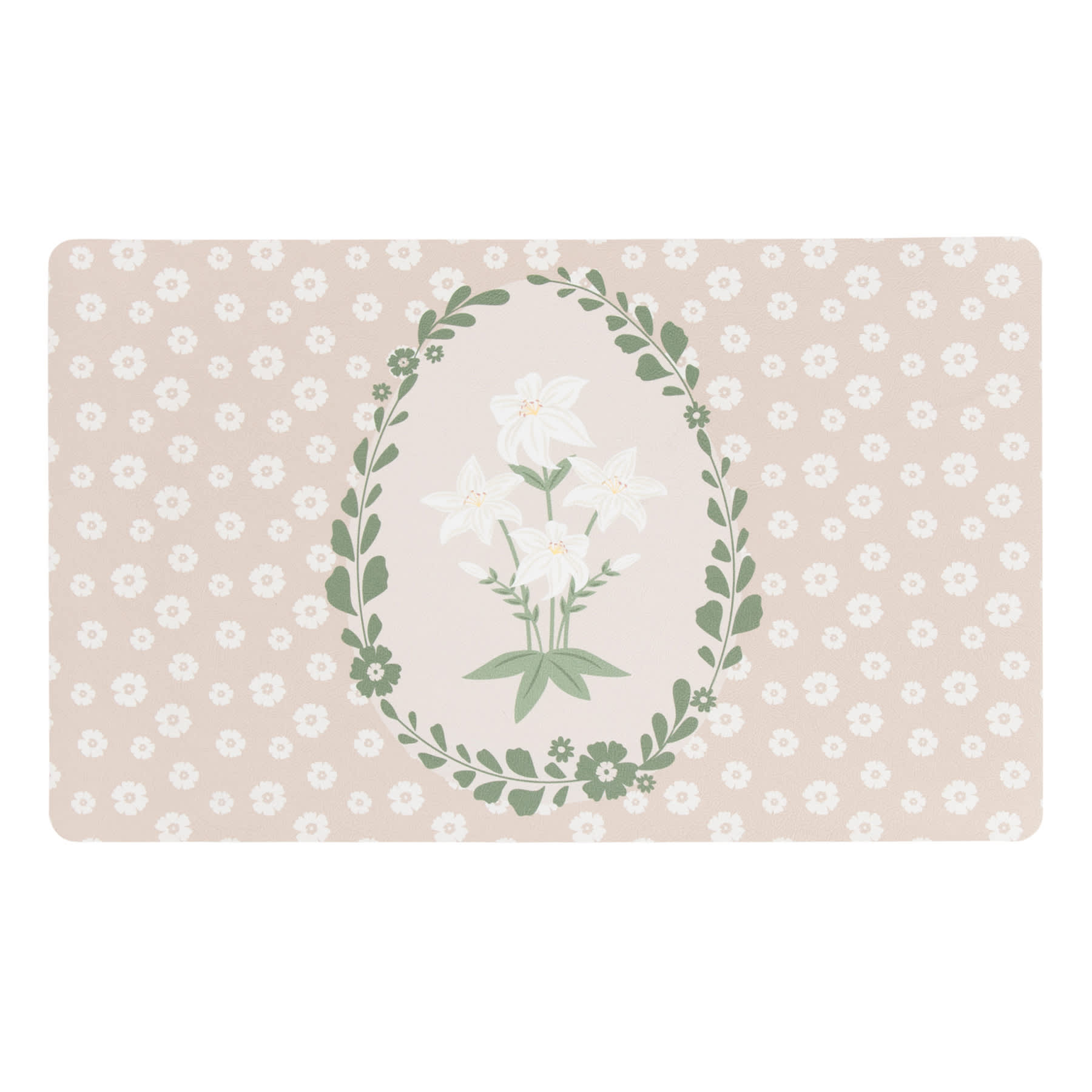 Honeybloom Neutral Floral Egg Easter Kitchen Mat, 18x30