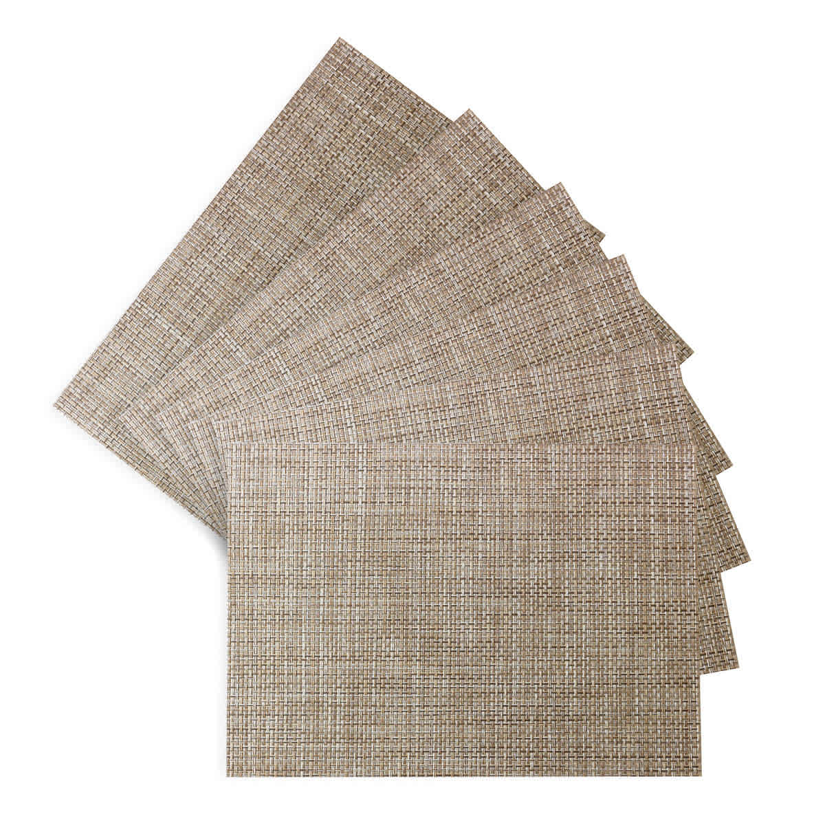 Set of 6 Longport Almond Woven Vinyl Placemats, 18x13