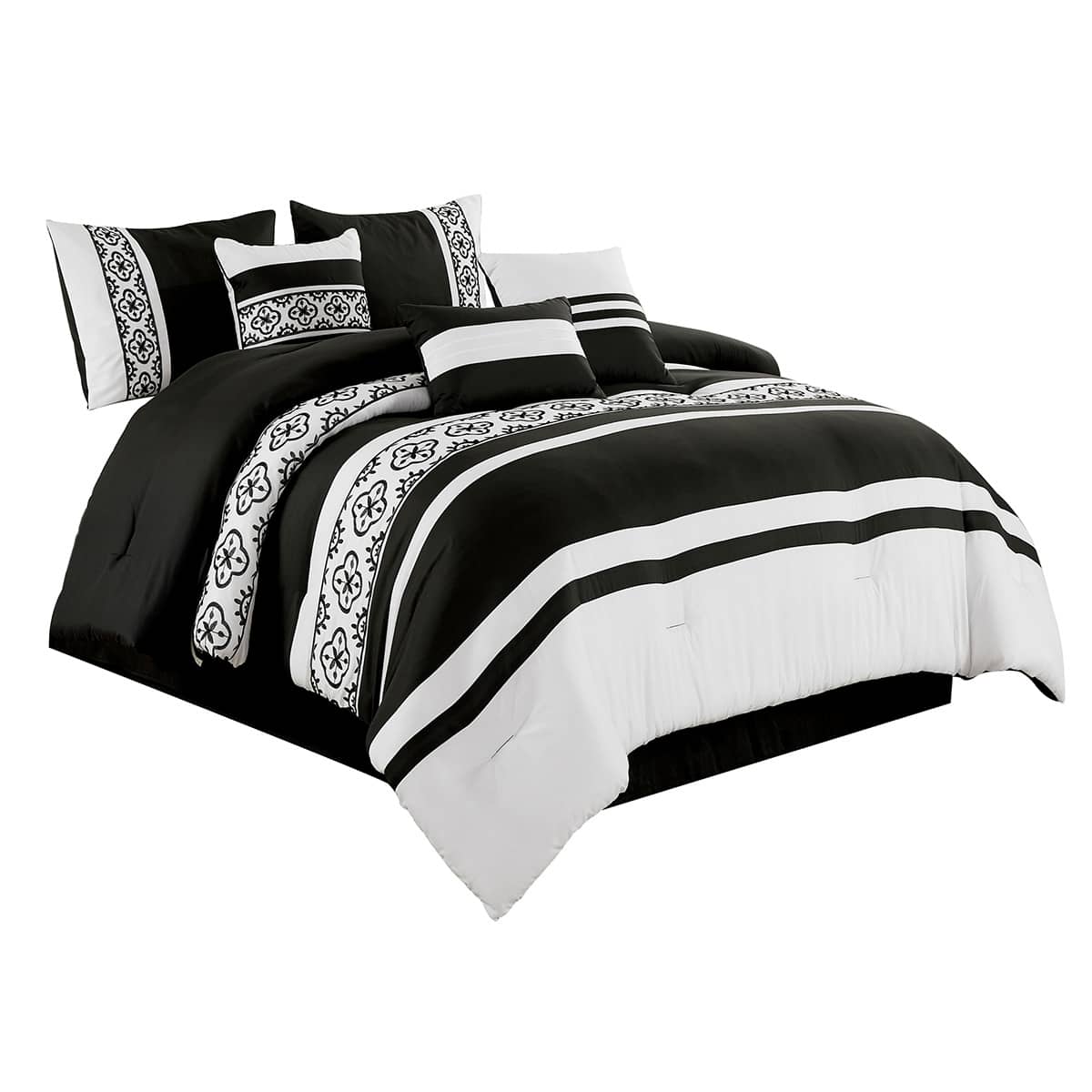 7-Piece Berat Black & White Comforter Set, King