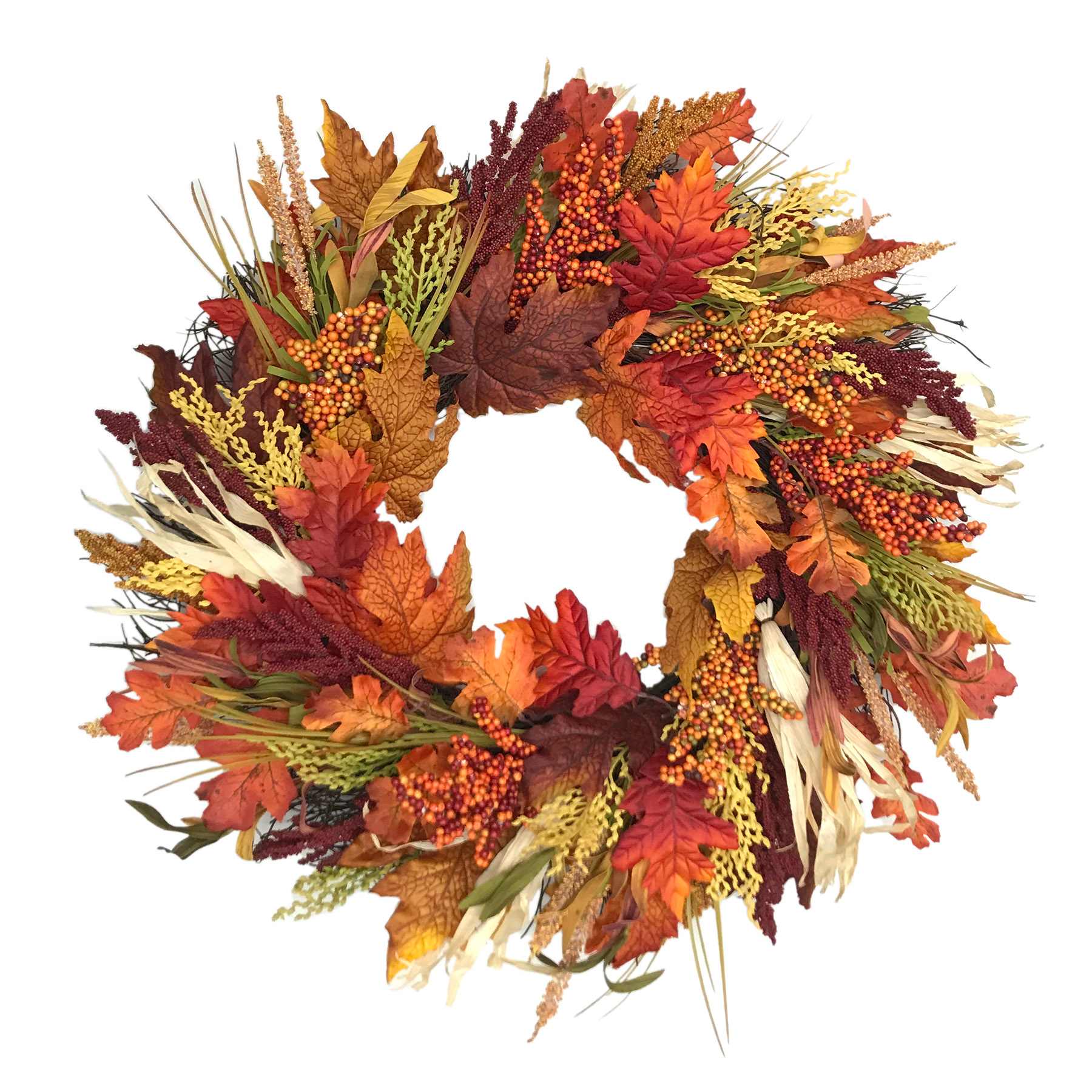 Orange Filler Leaves Wreath, 22"