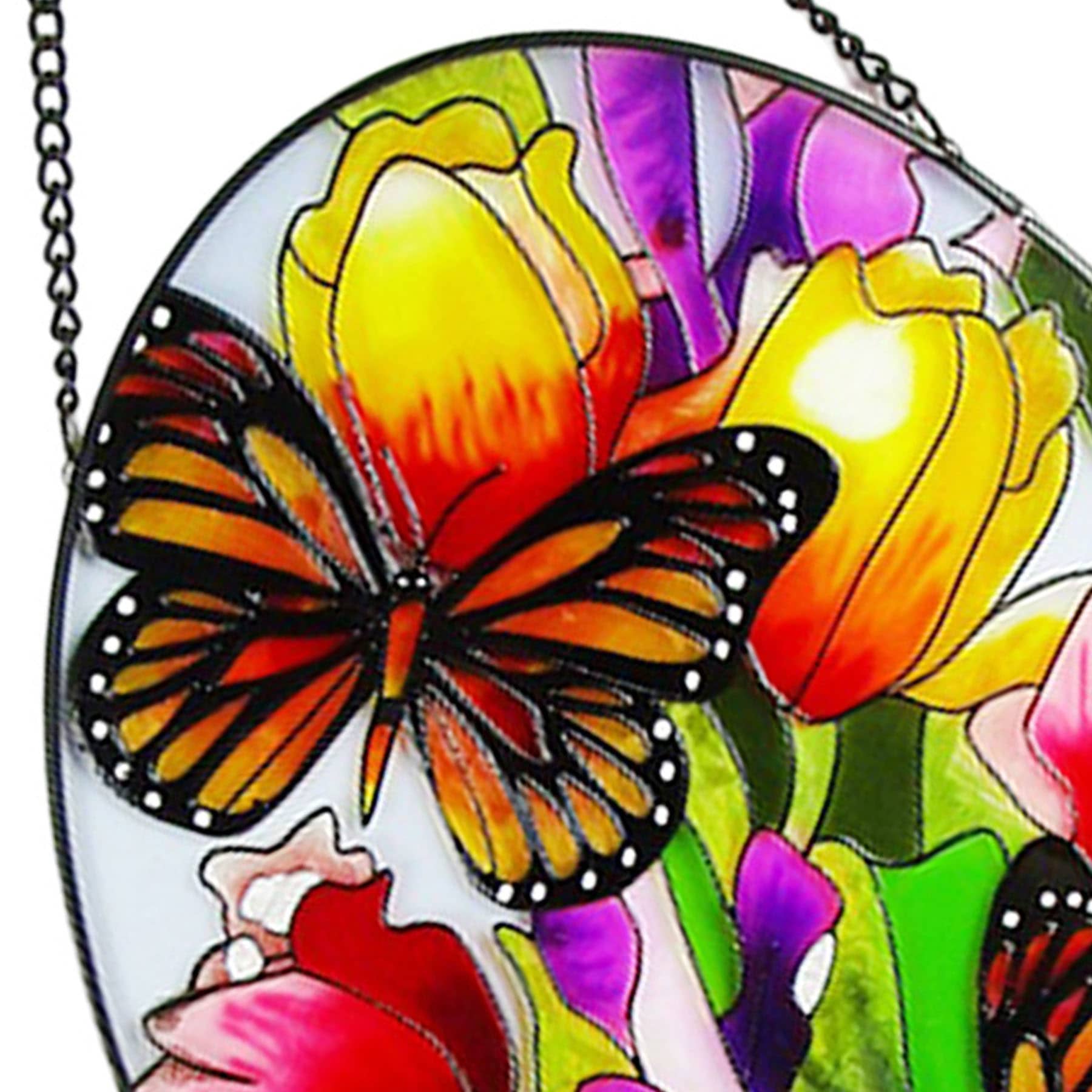 Stained Glass Butterfly Sun Catcher Outdoor Wall Decor, 12"