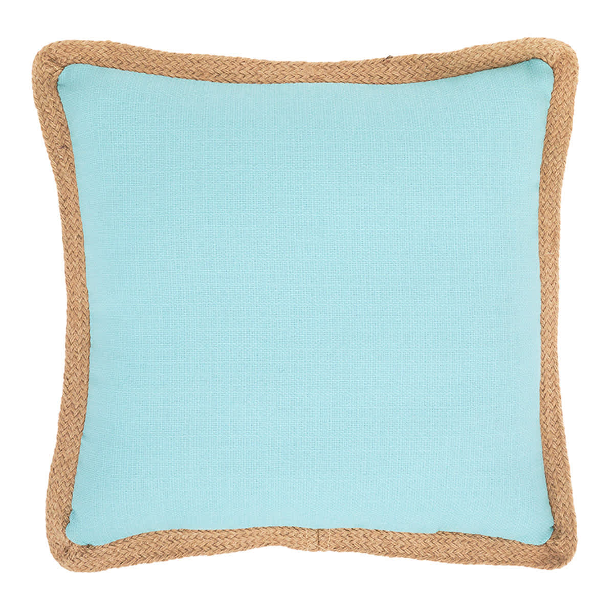 2-Pack Canal Blue Jute Trim Outdoor Throw Pillow, 18"