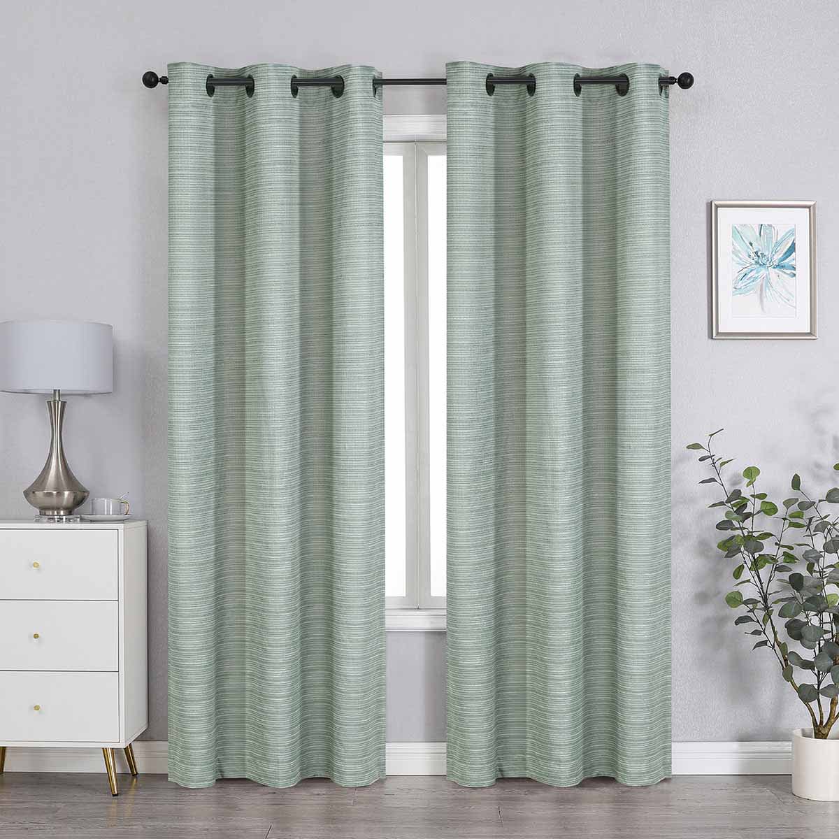 2-Pack Green Magnetic Closure Blackout Curtain Panels, 63"
