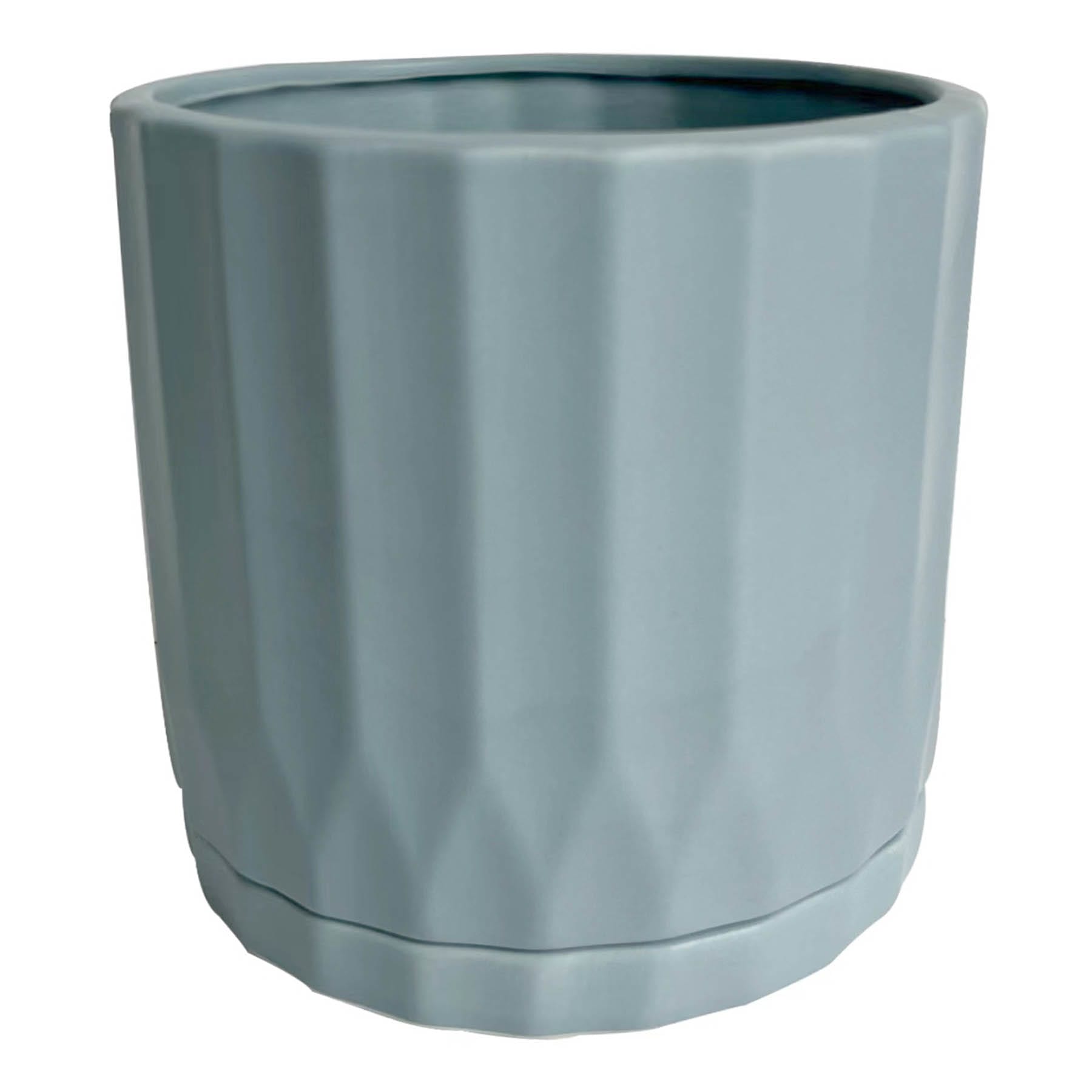 Indoor Blue Ribbed Planter, 6"