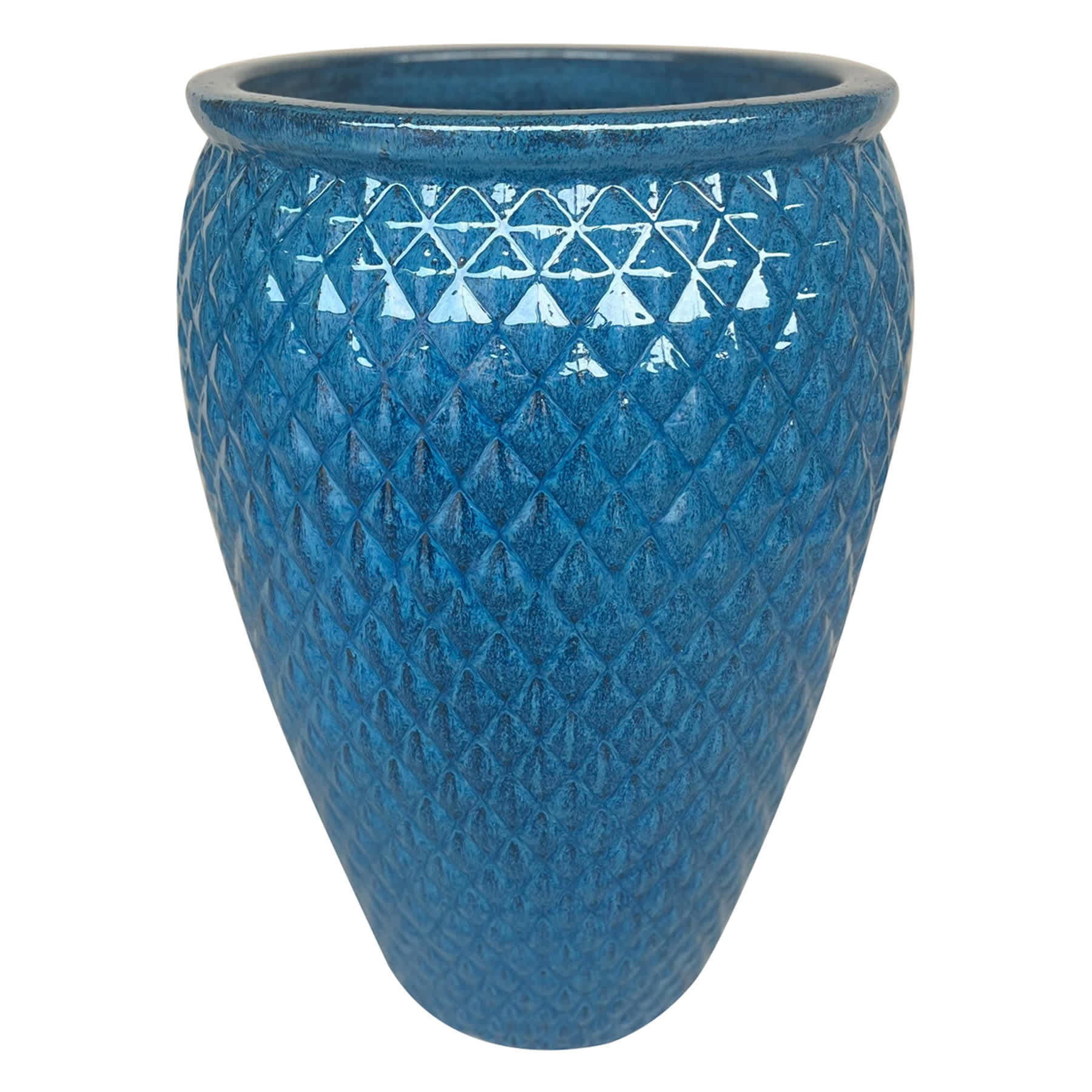 Halsey Blue Ceramic Jar Outdoor Planter, Medium