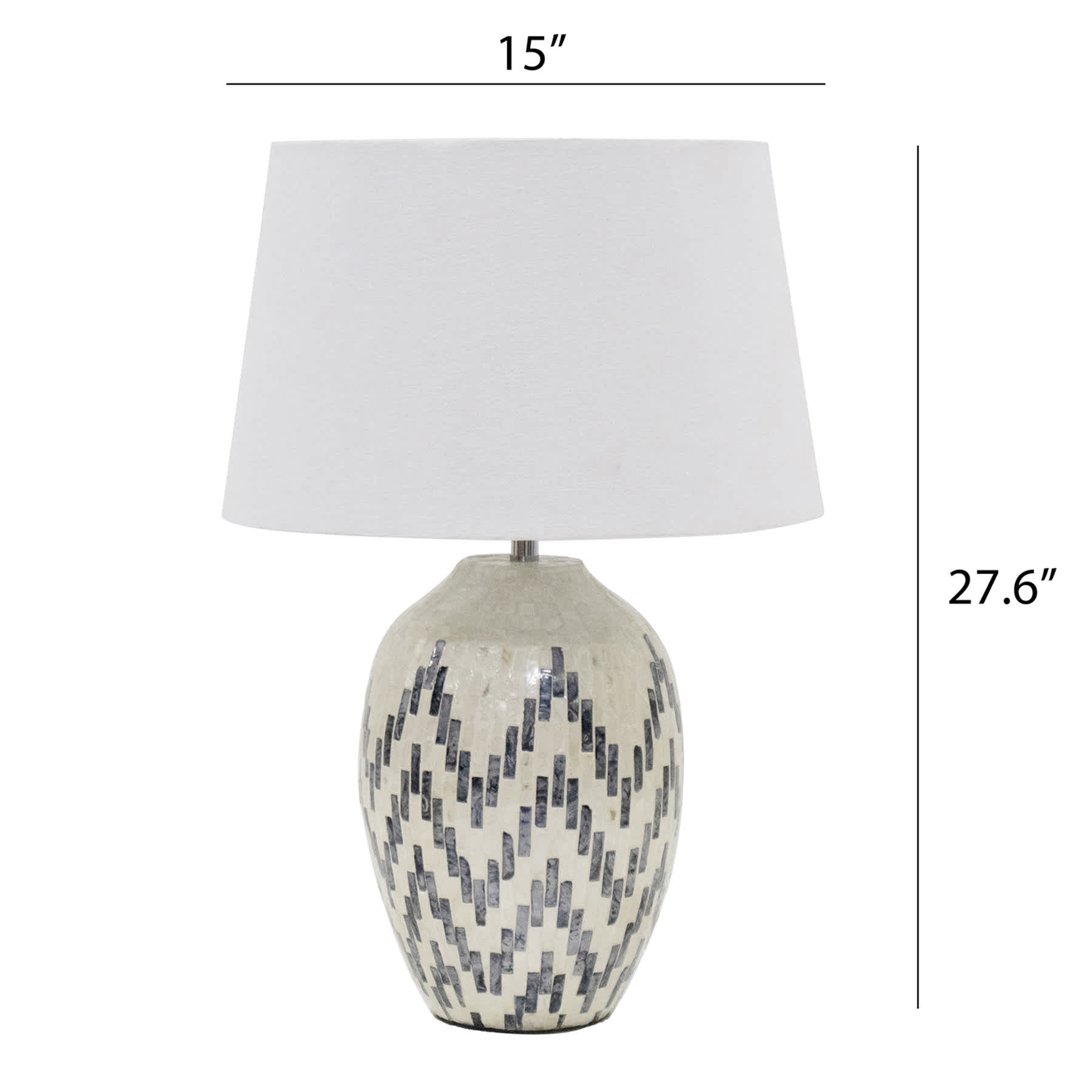 Found & Fable White & Blue Tile Chevron Large Table Lamp with Shade, 28"