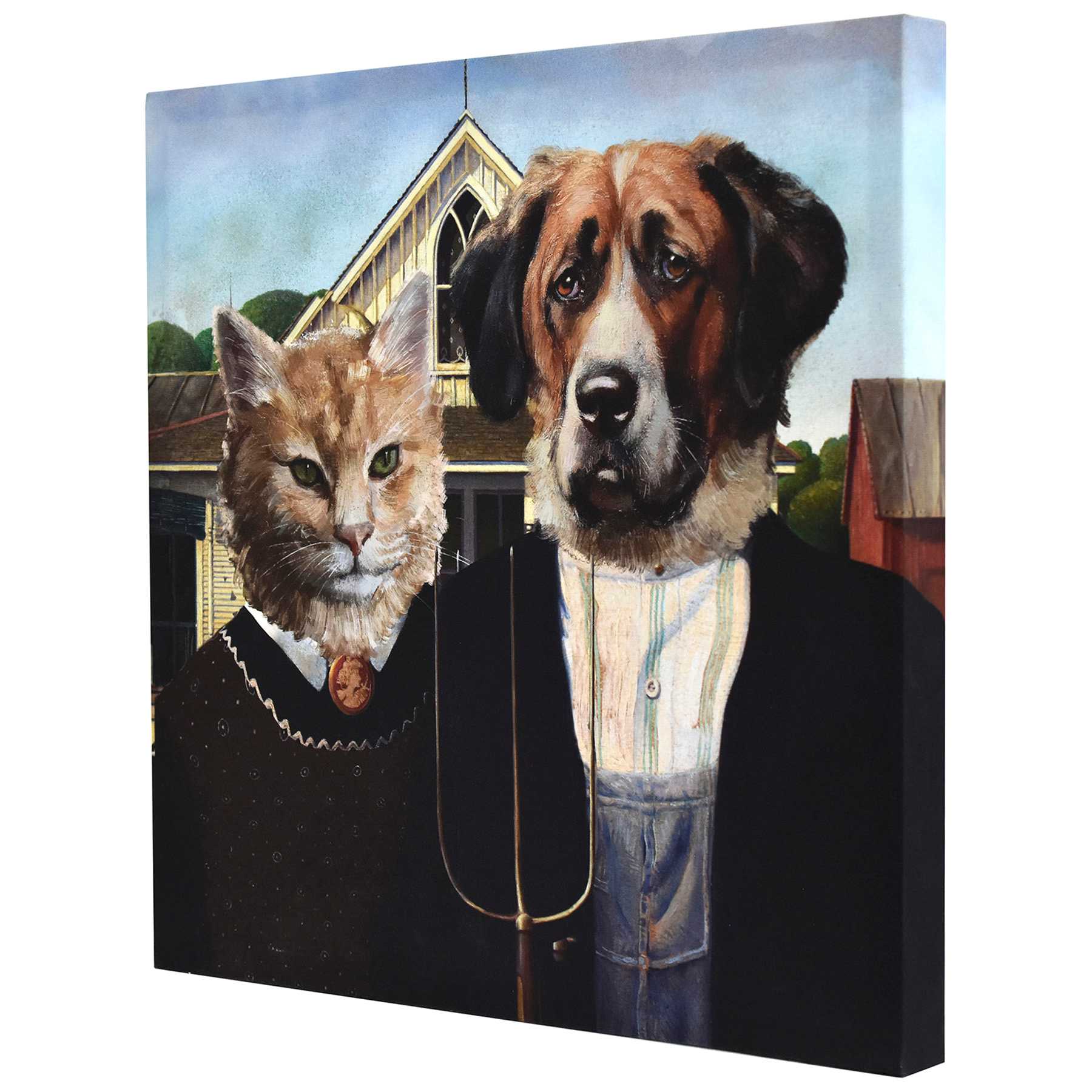 Dog & Cat Canvas Wall Art, 16"