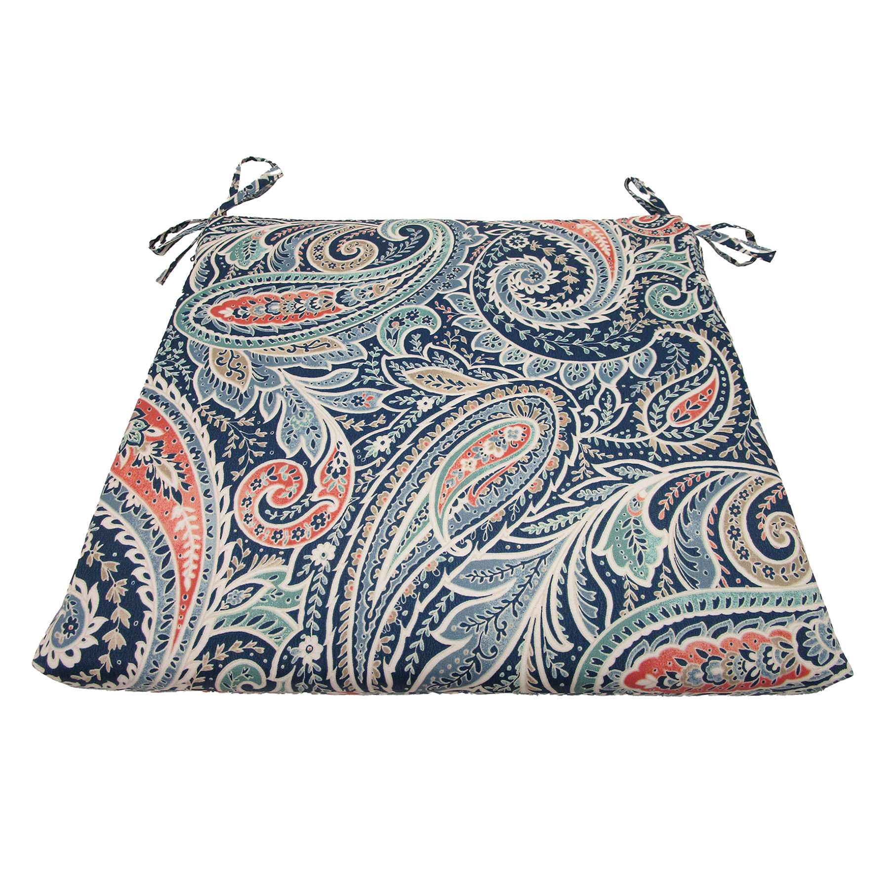 Denim Multicolor Paisley Outdoor Square Seat Cushion