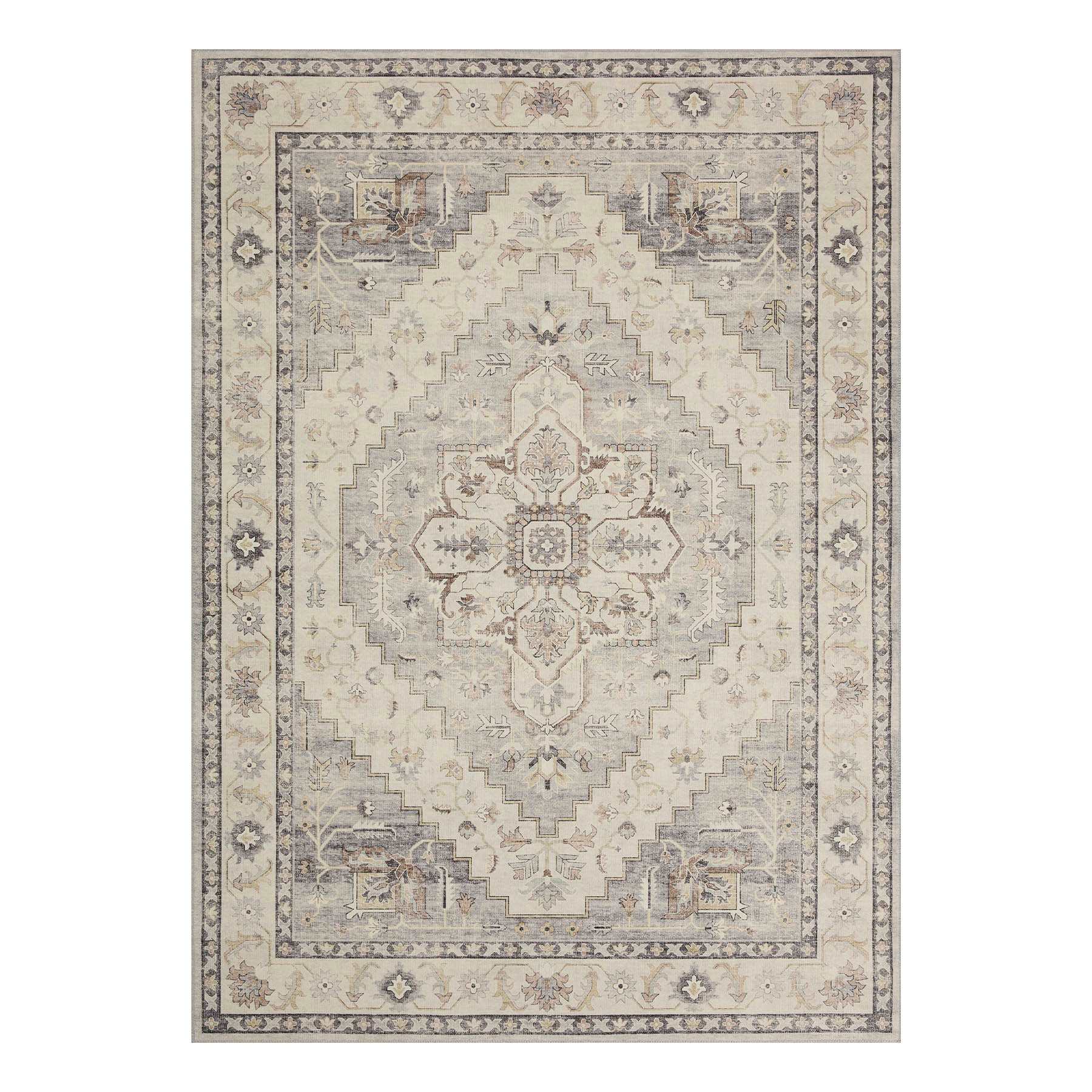 (D576) Honeybloom Grand Villa Taupe Medallion Area Rug, 8x10