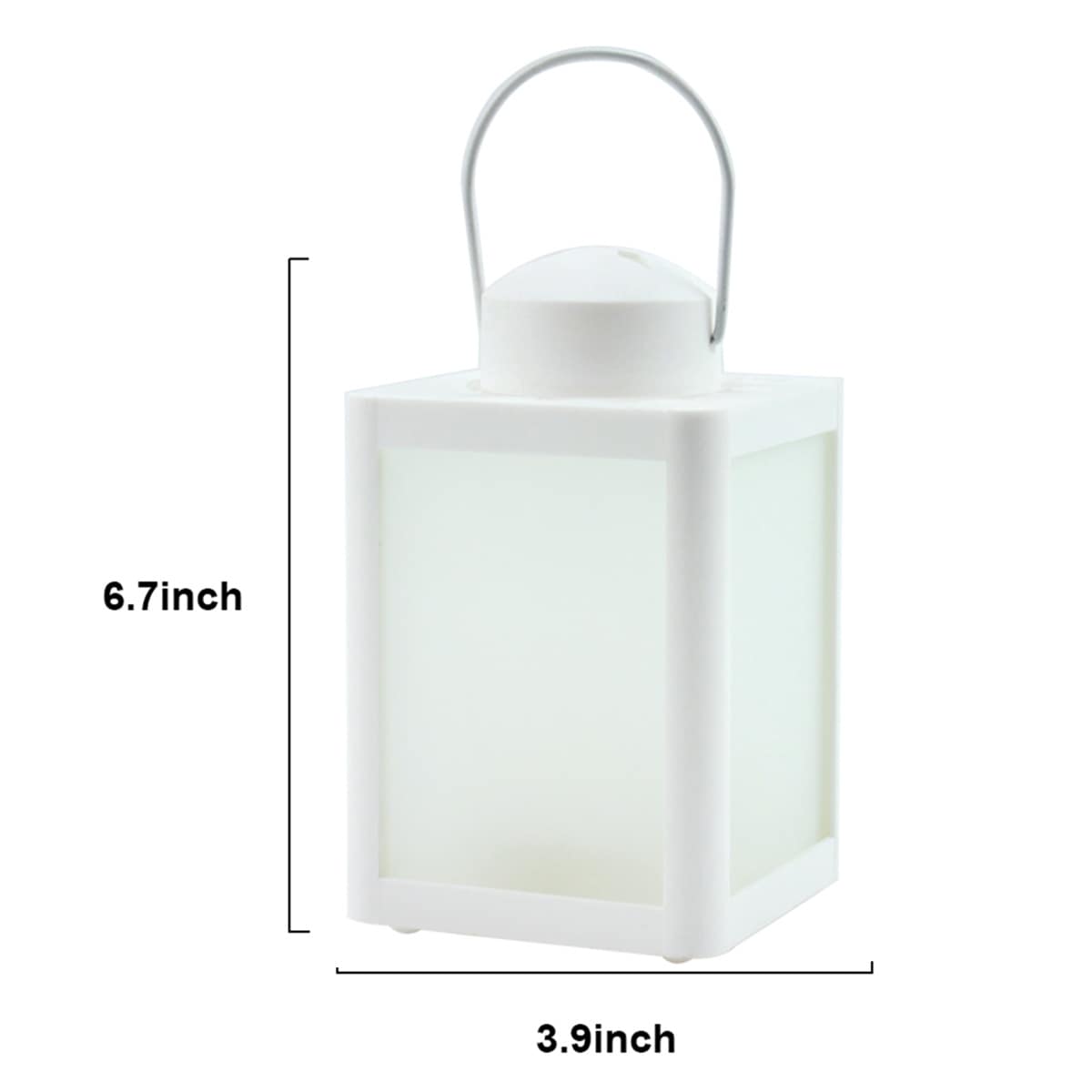 White LED Lantern with Frosted Glass, 6.7"