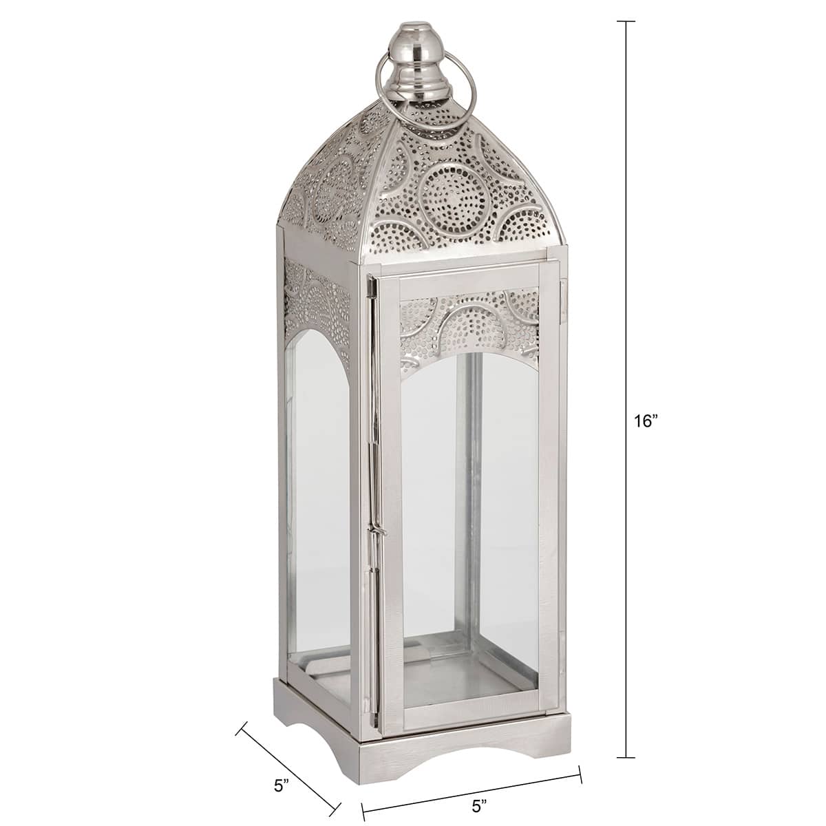 Found & Fable Silver Metal Lantern, 16"