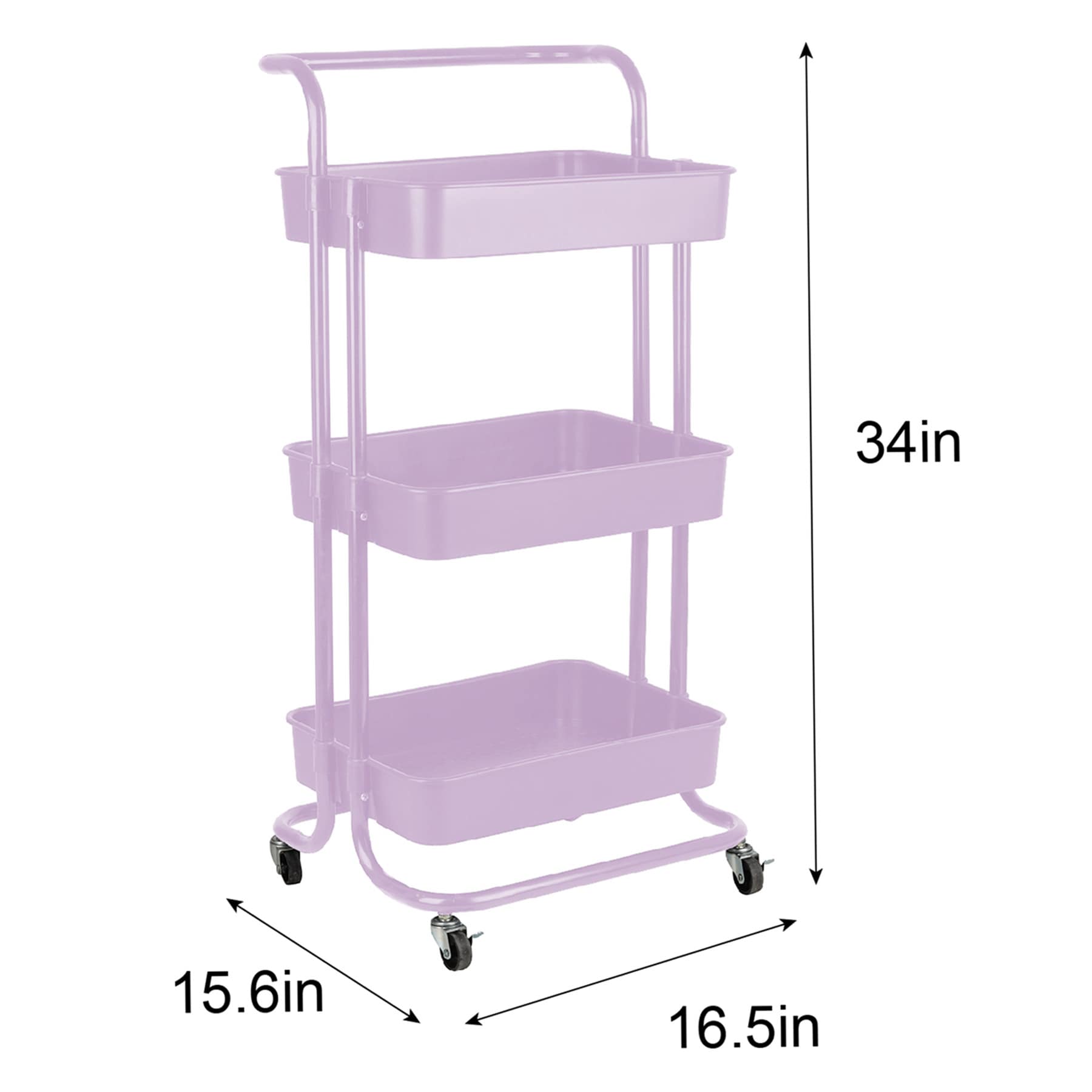 3-Tier Rolling Storage Cart, Mint Watercolor