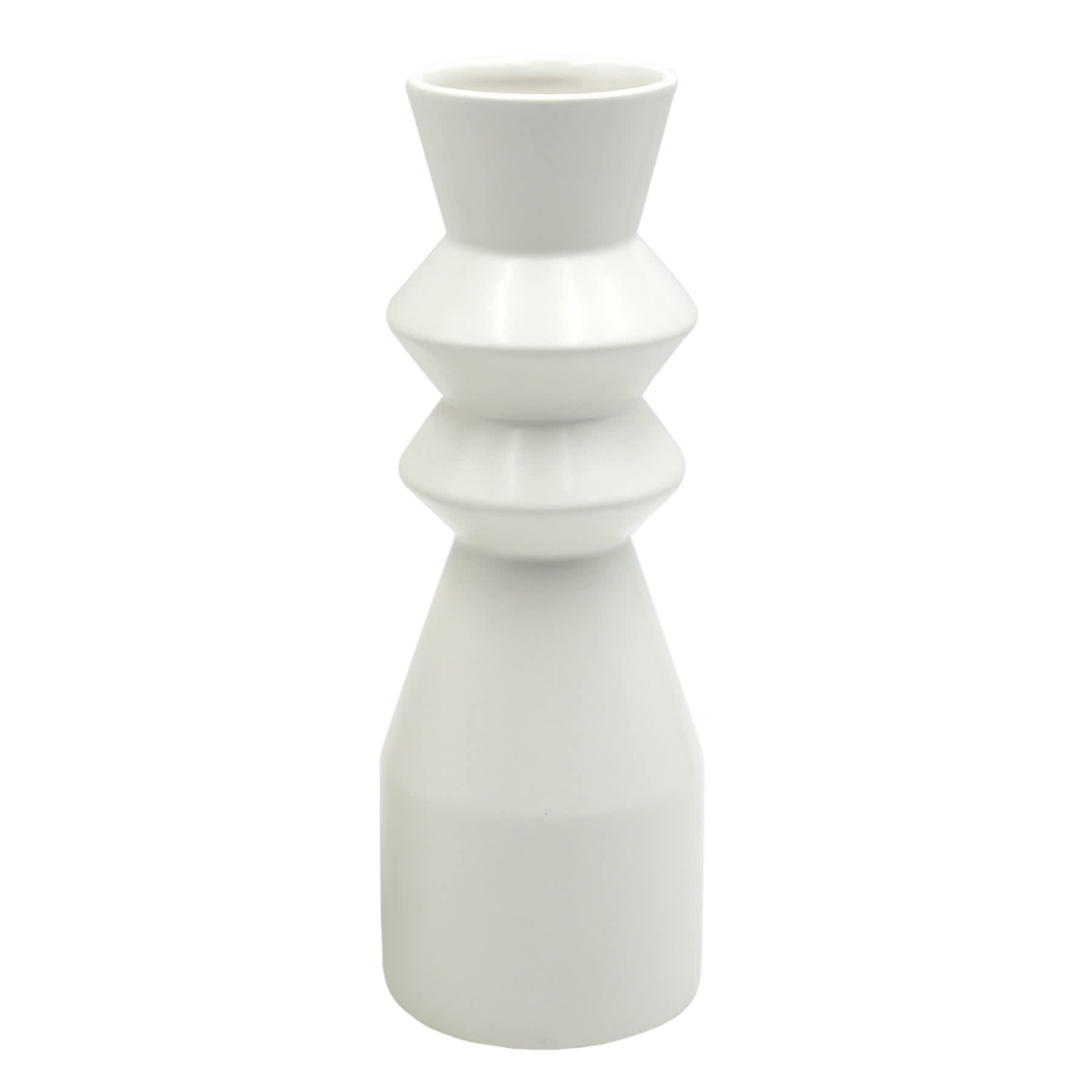 Found & Fable White Spindle Ceramic Vase, 10"