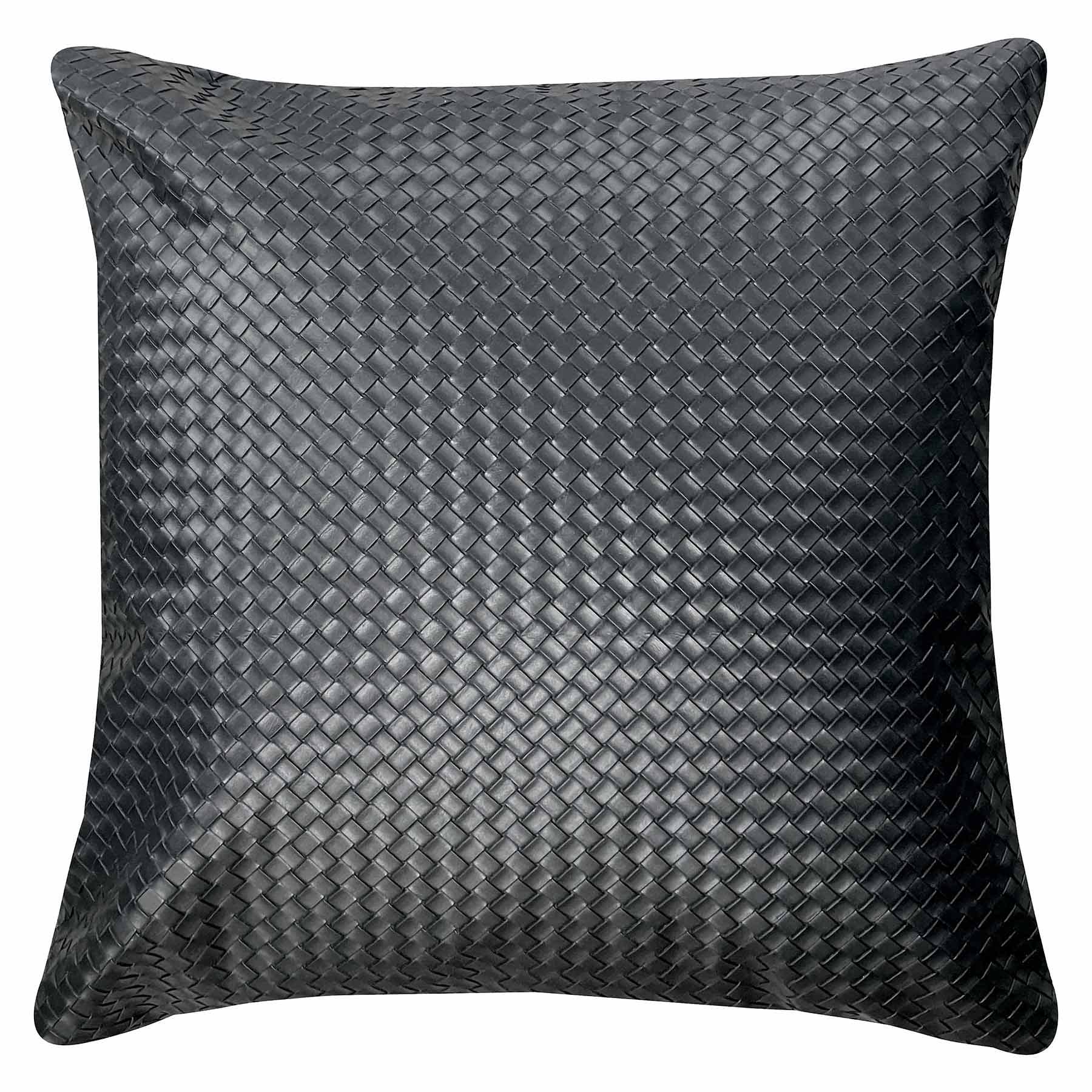 Crosby St. Woven Faux Leather Throw Pillow, 18"
