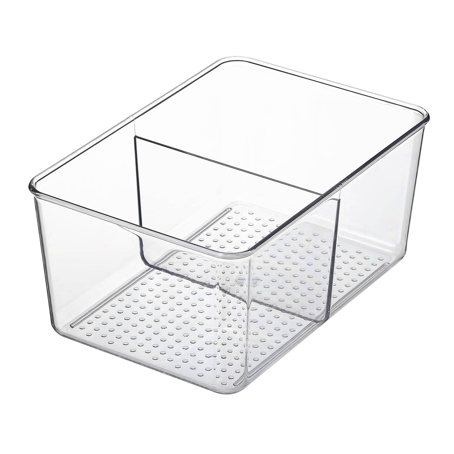 2-Section Clear Tall Storage Bin