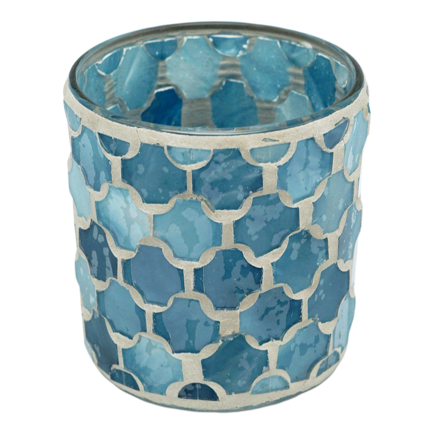 Blue Mosaic Votive Candle Holder, 3"