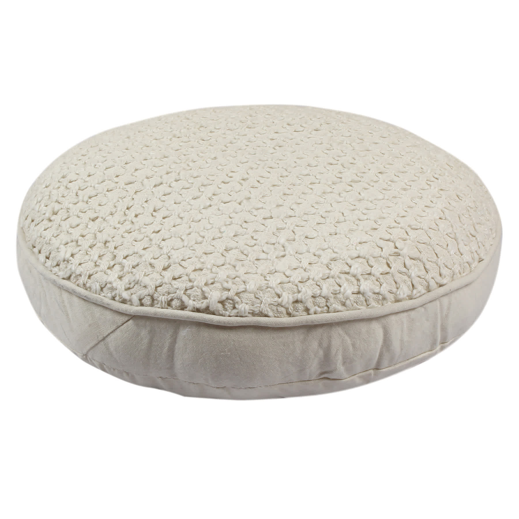 Honeybloom Beige Woven Round Throw Pillow, 16"