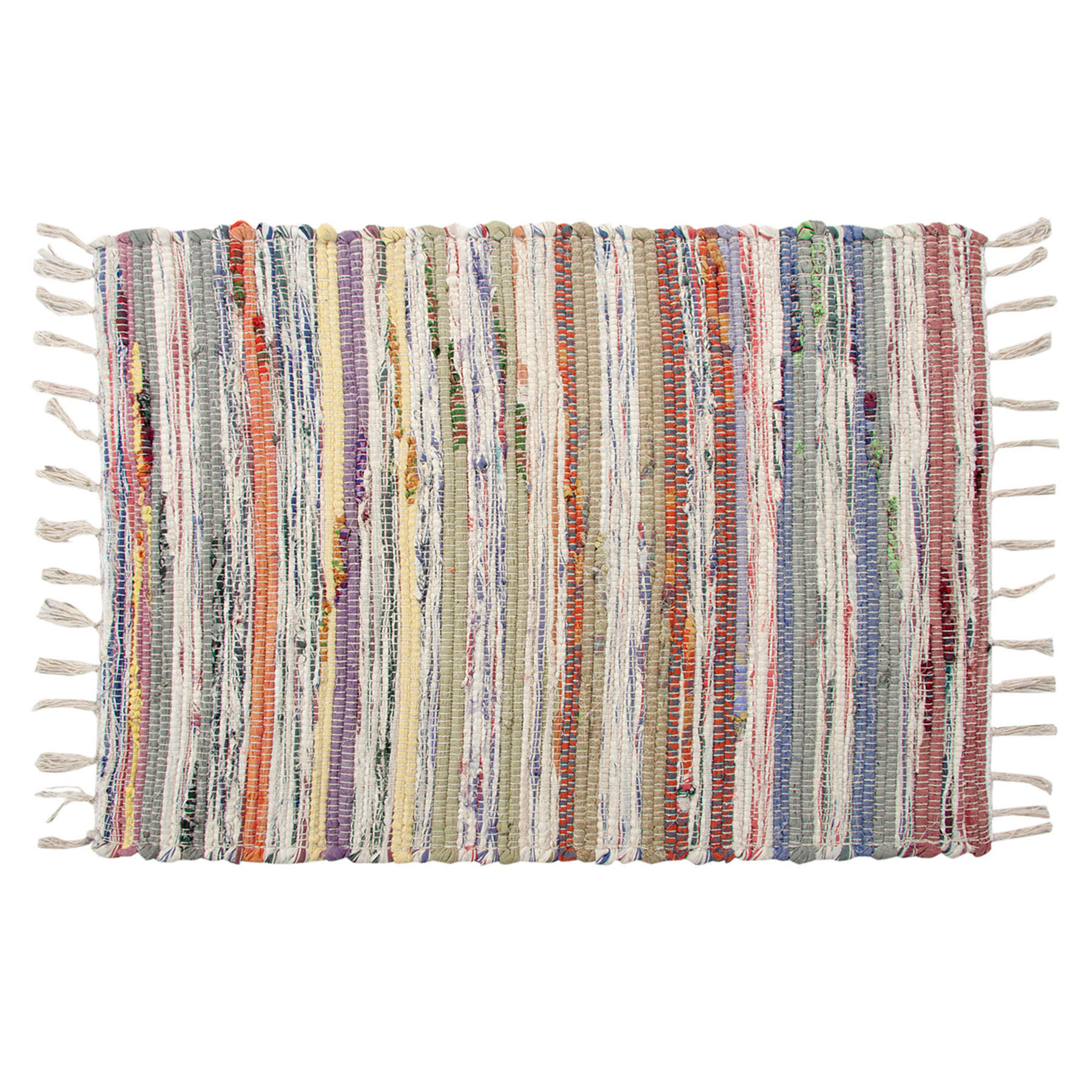 Multicolor Pastel Striped Chindi Accent Rug, 27x45