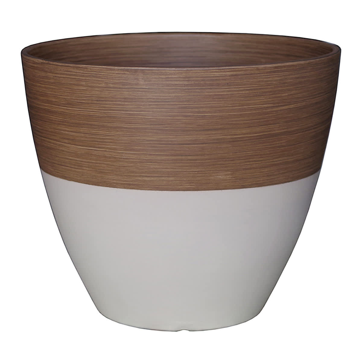 Honeybloom White Wood Grain Outdoor Egg Planter, 12"