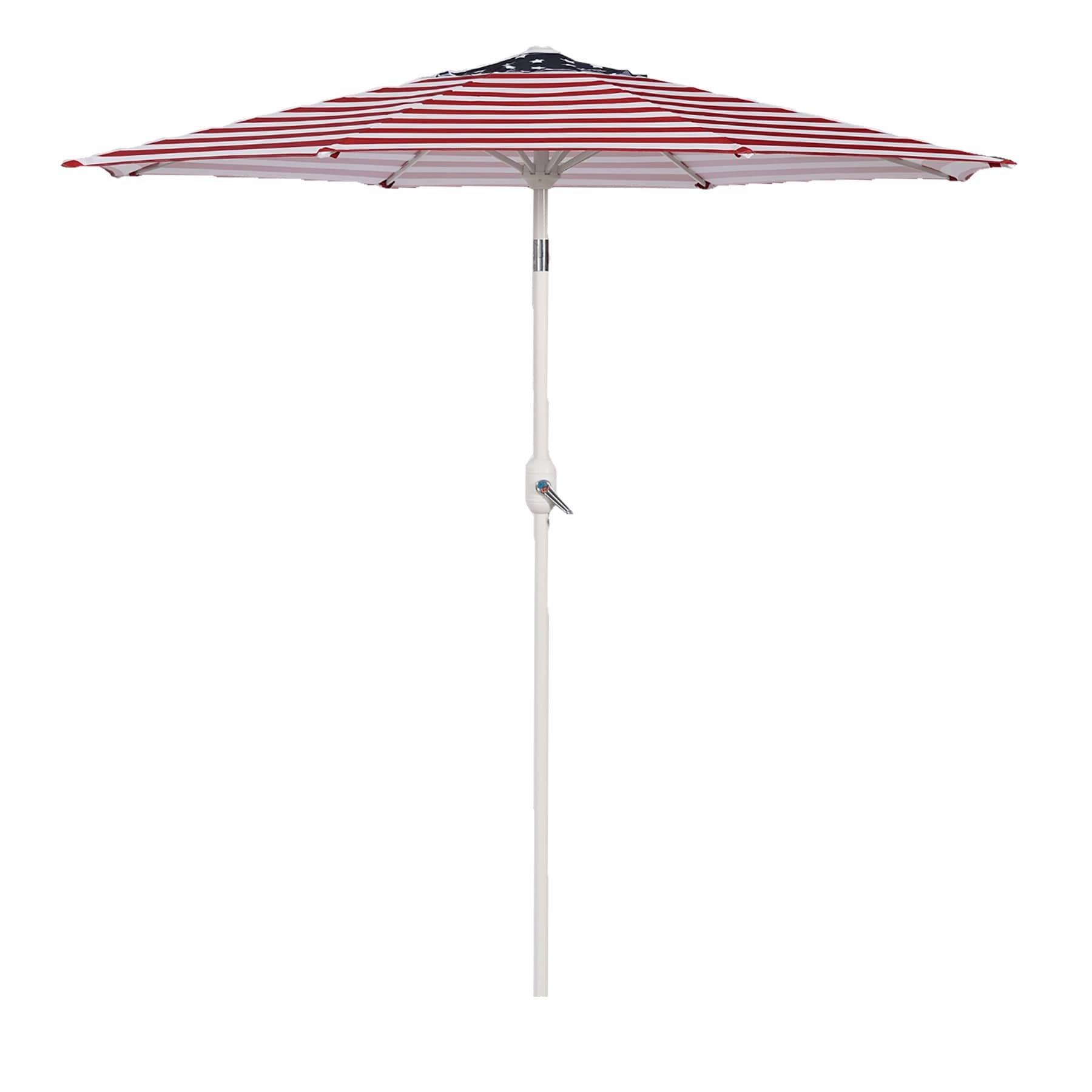 Stars & Stripes Flag Crank & Tilt Round Patio Umbrella, 7.5'