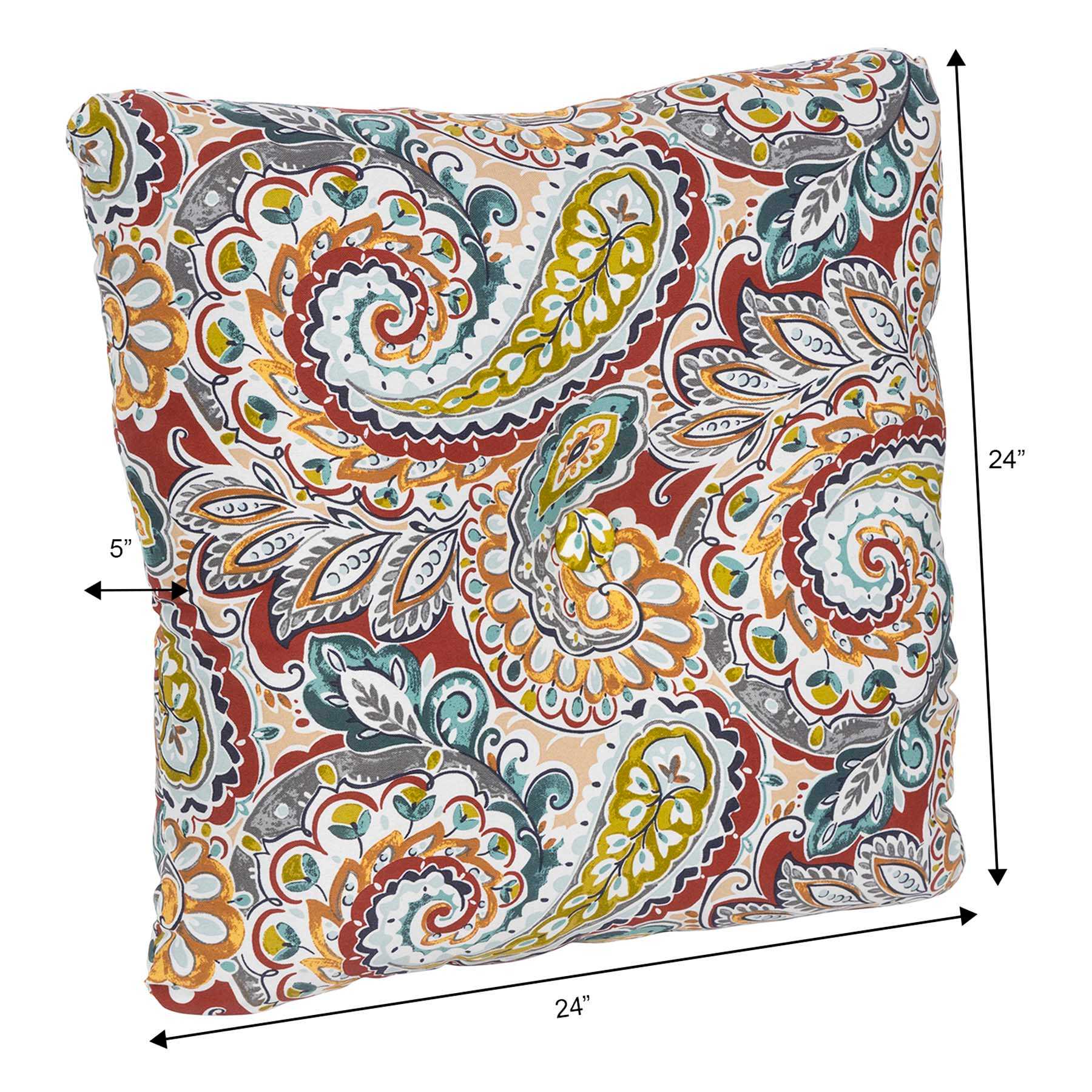 Paisley Chili Outdoor Tufted Back Cushion