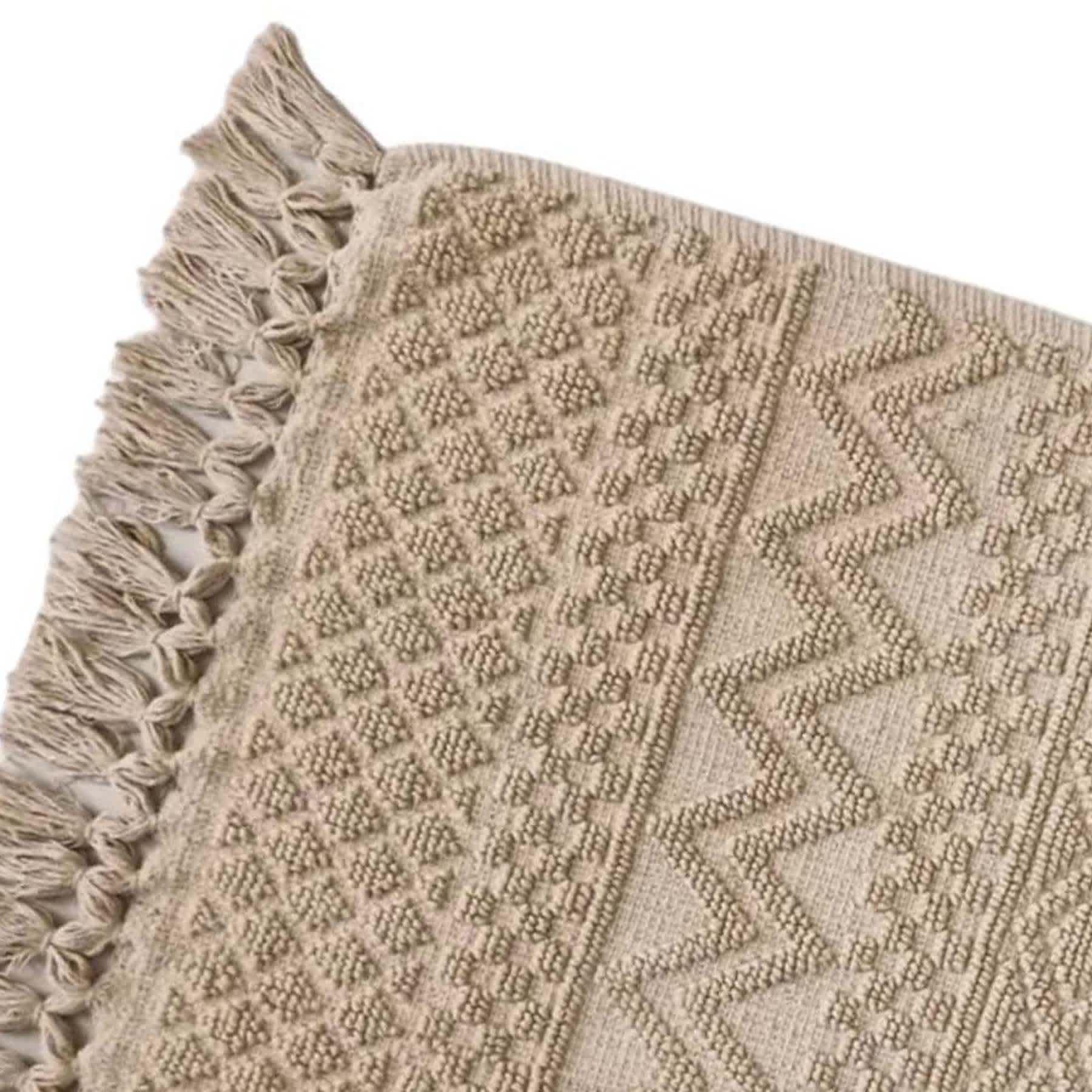 Found & Fable Tan Woven Fringe Bath Rug, 20x32