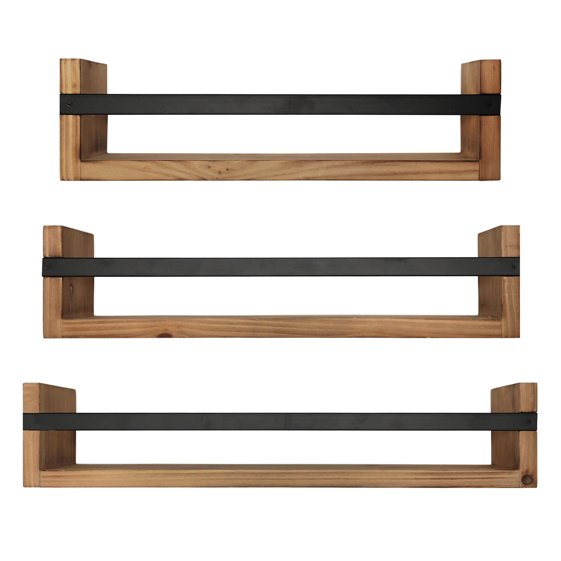 Honeybloom 3-Piece Wood & Metal Wall Shelves Set