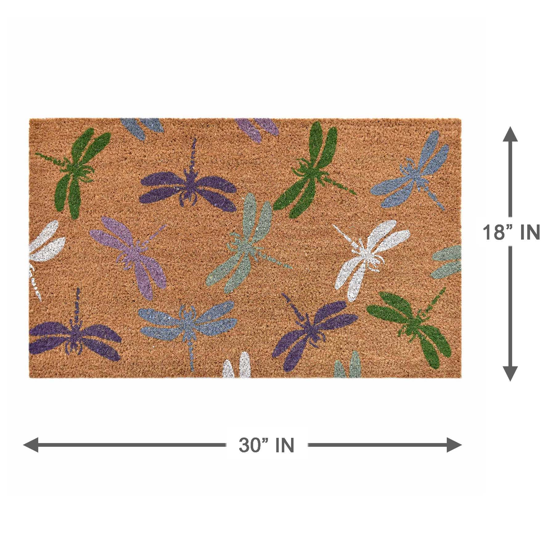 Multi-Colored Dragonfly Coir Mat, 18x30