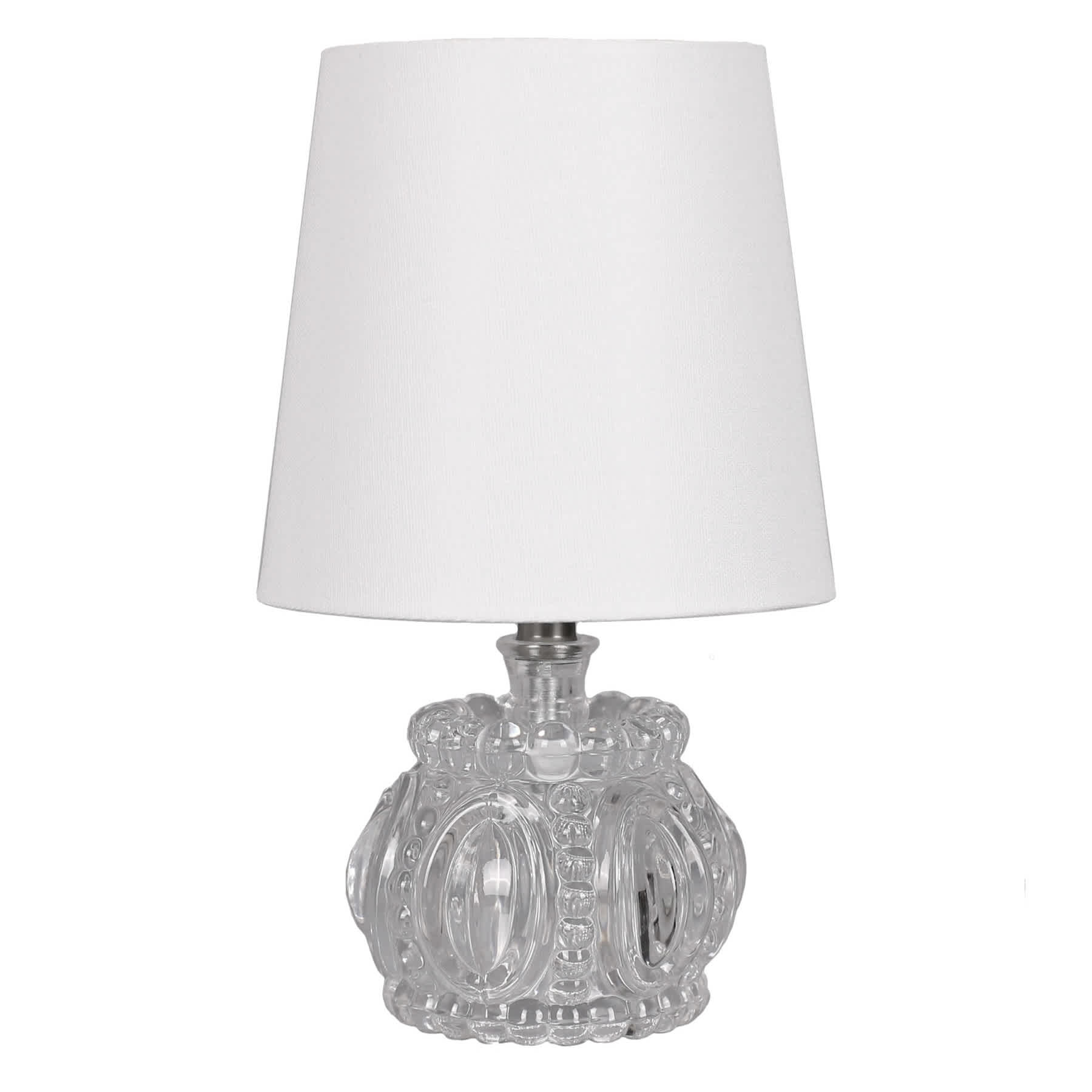 Providence Clear Glass Spindle Mini Table Lamp with Shade, 13"