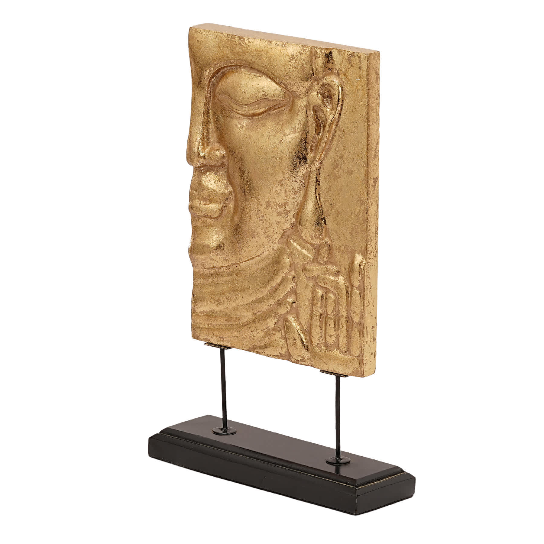 Found & Fable Gold Carved Buddha Art on Stand, 14"