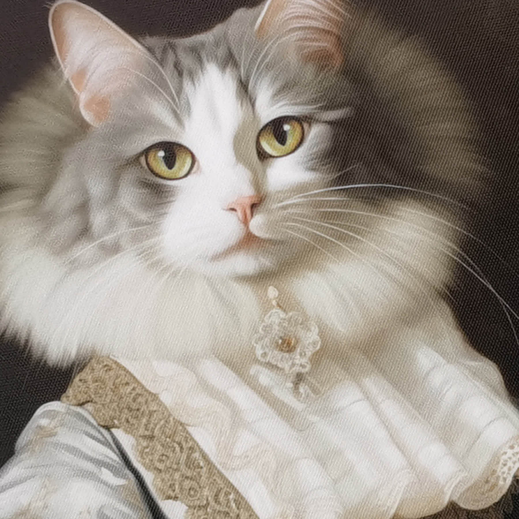12X12 Grey Victorian Cat Canvas Wall Art