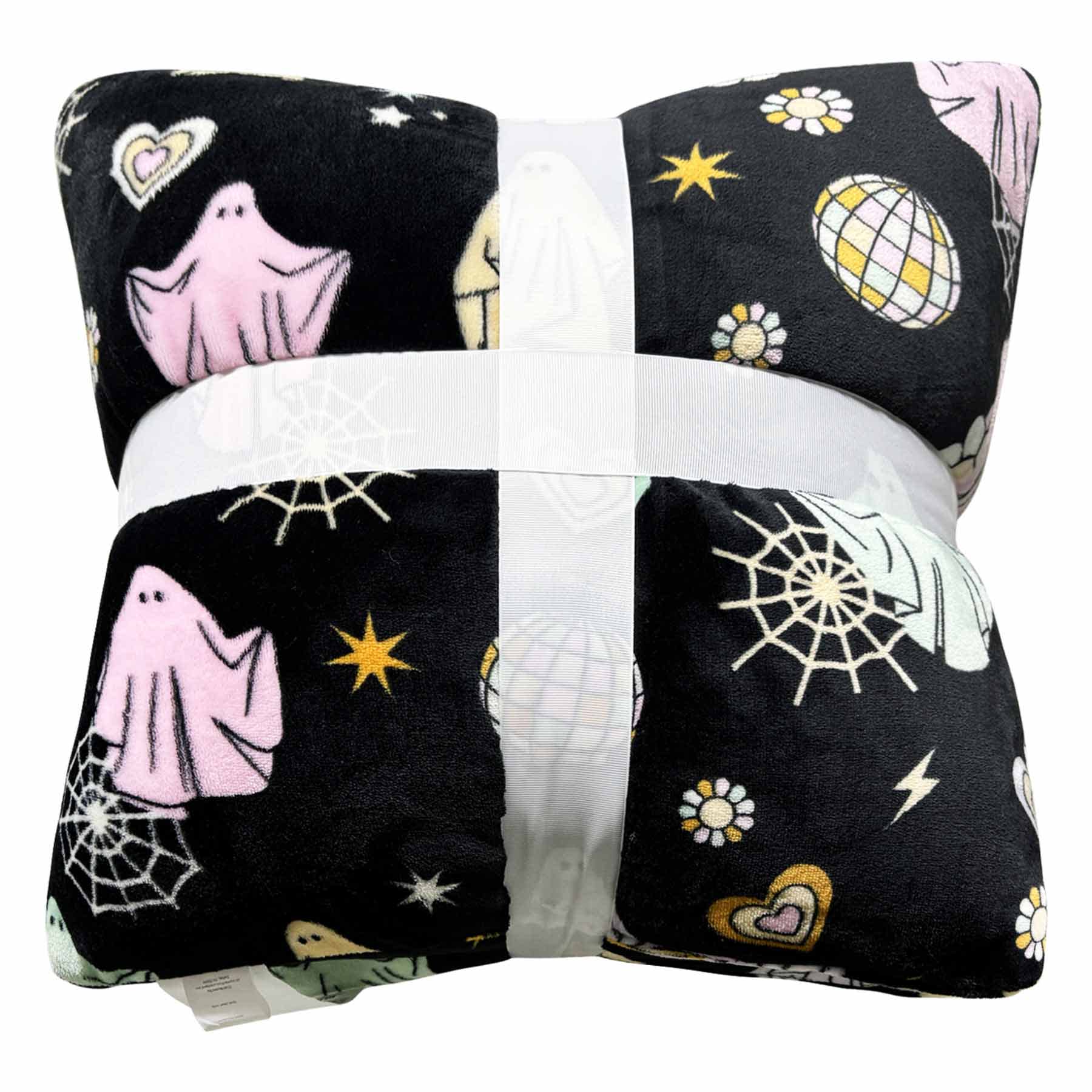 2-Pack Groovy Ghosts Printed Plush Throw Pillows, 18"