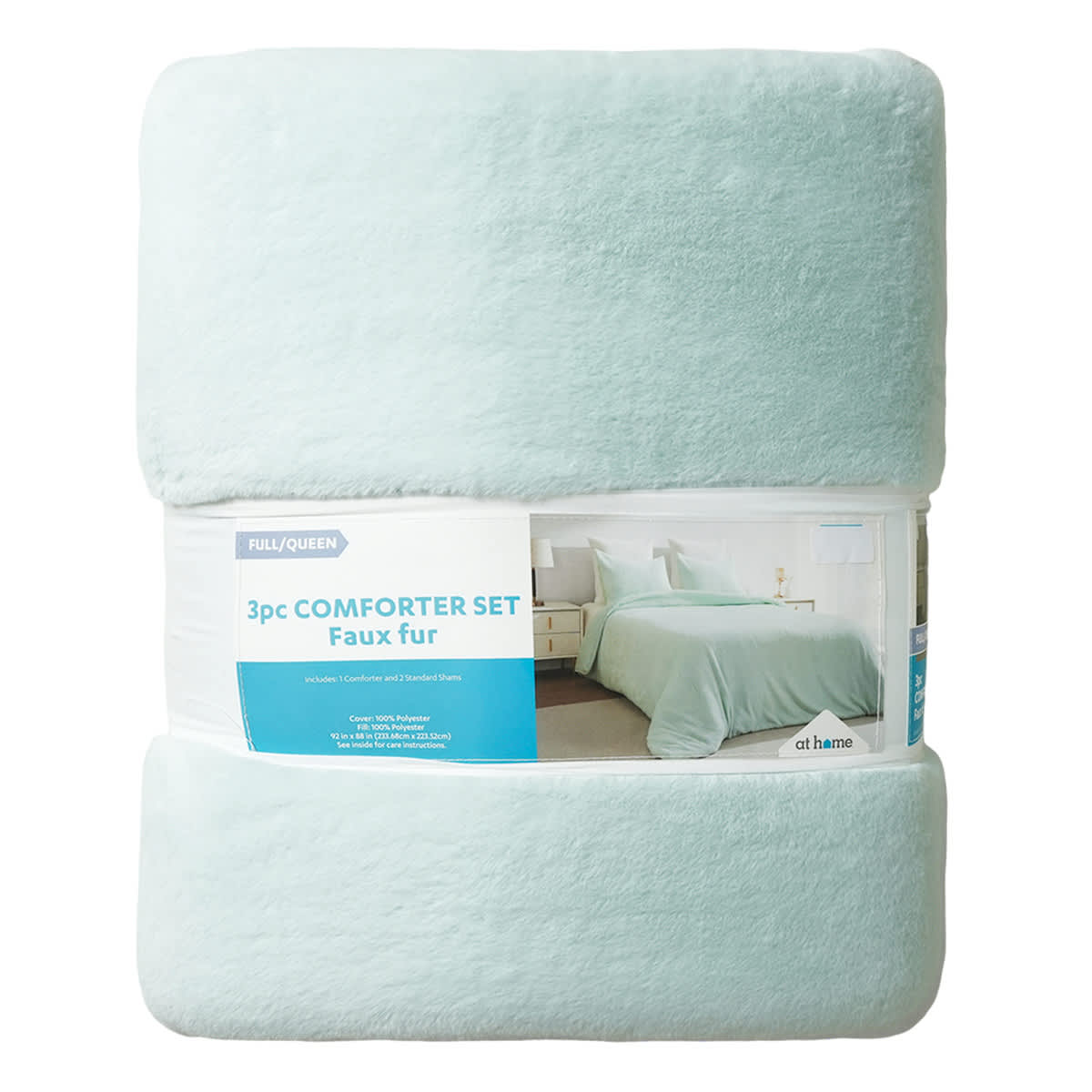 2-Piece Aqua Faux Fur Comforter Set, Twin/Twin XL