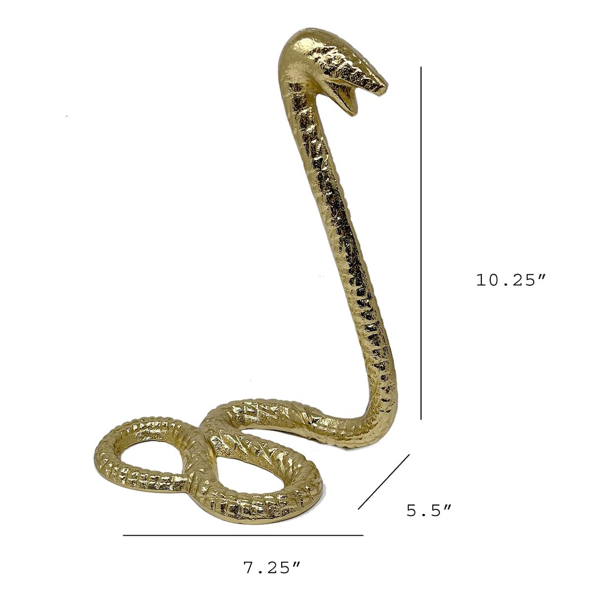 Gold Metal Snake Figurine, 7x10