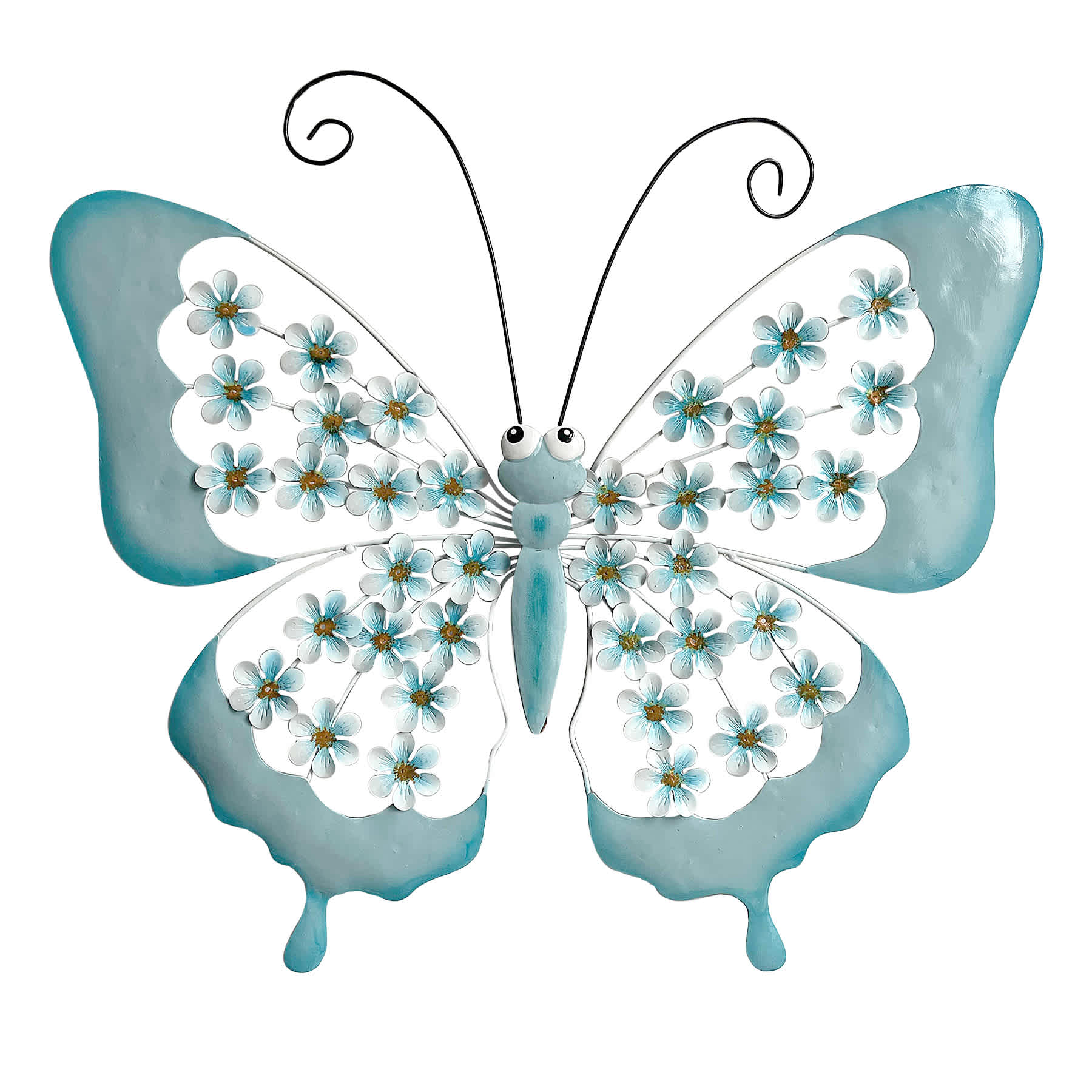 Blue Metal Butterfly Outdoor Wall Decor, 17.7"