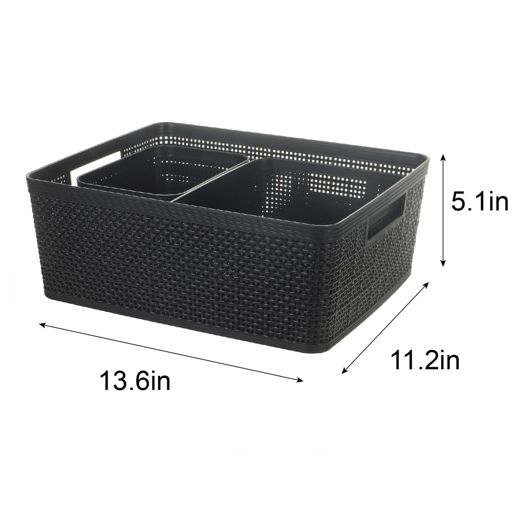 Set of 5 Black Storage Basket, 31.3l/4l/11.5l