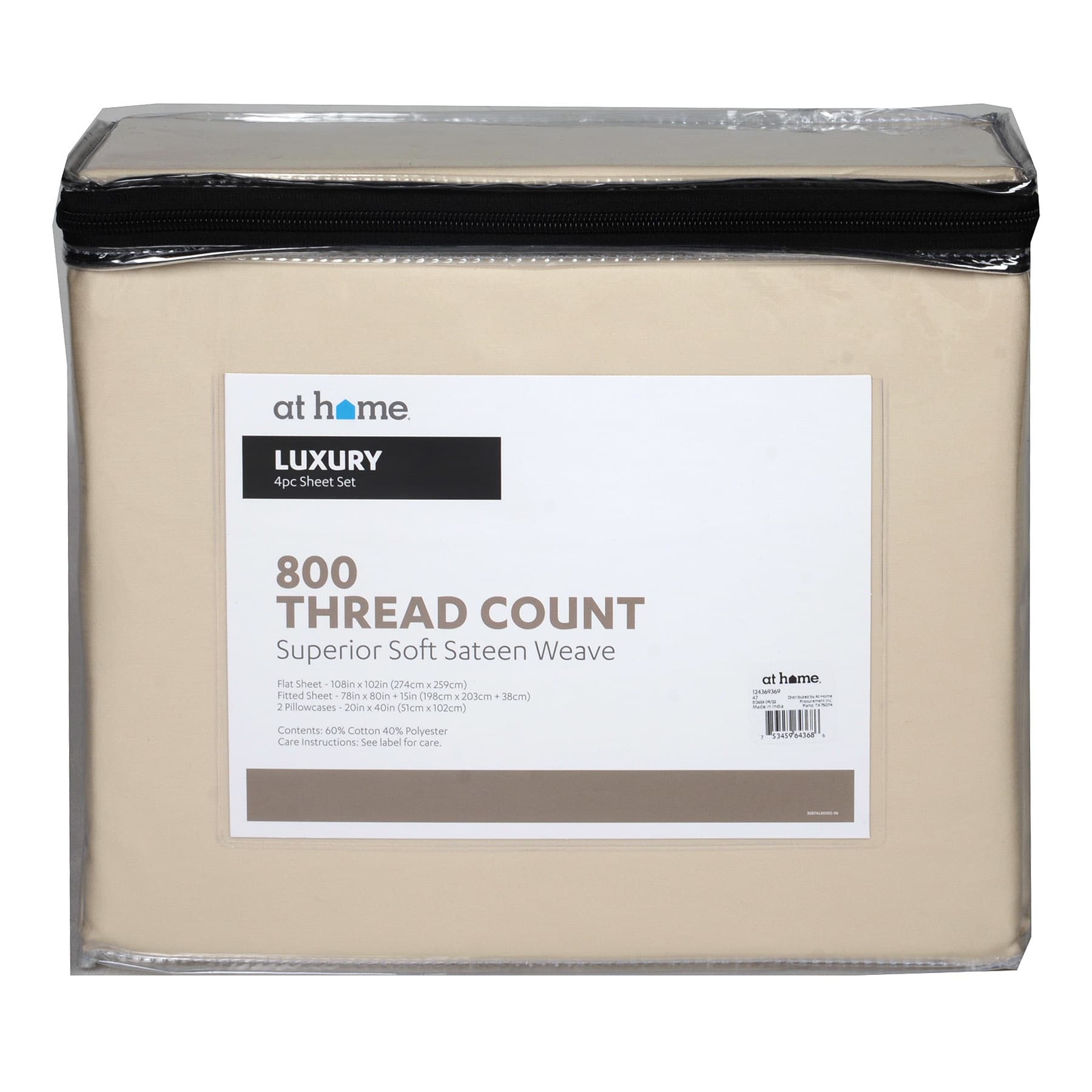 4-Piece Taupe 800 Thread Count Luxury Sheet Set, King