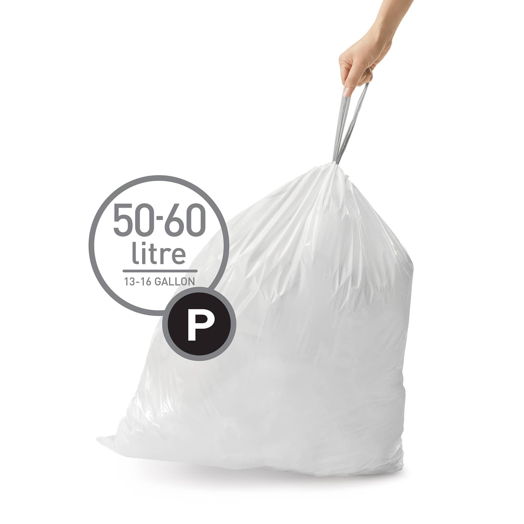 SimpleHuman 20-Pack Custom Fit Trash Can Liners, Code P