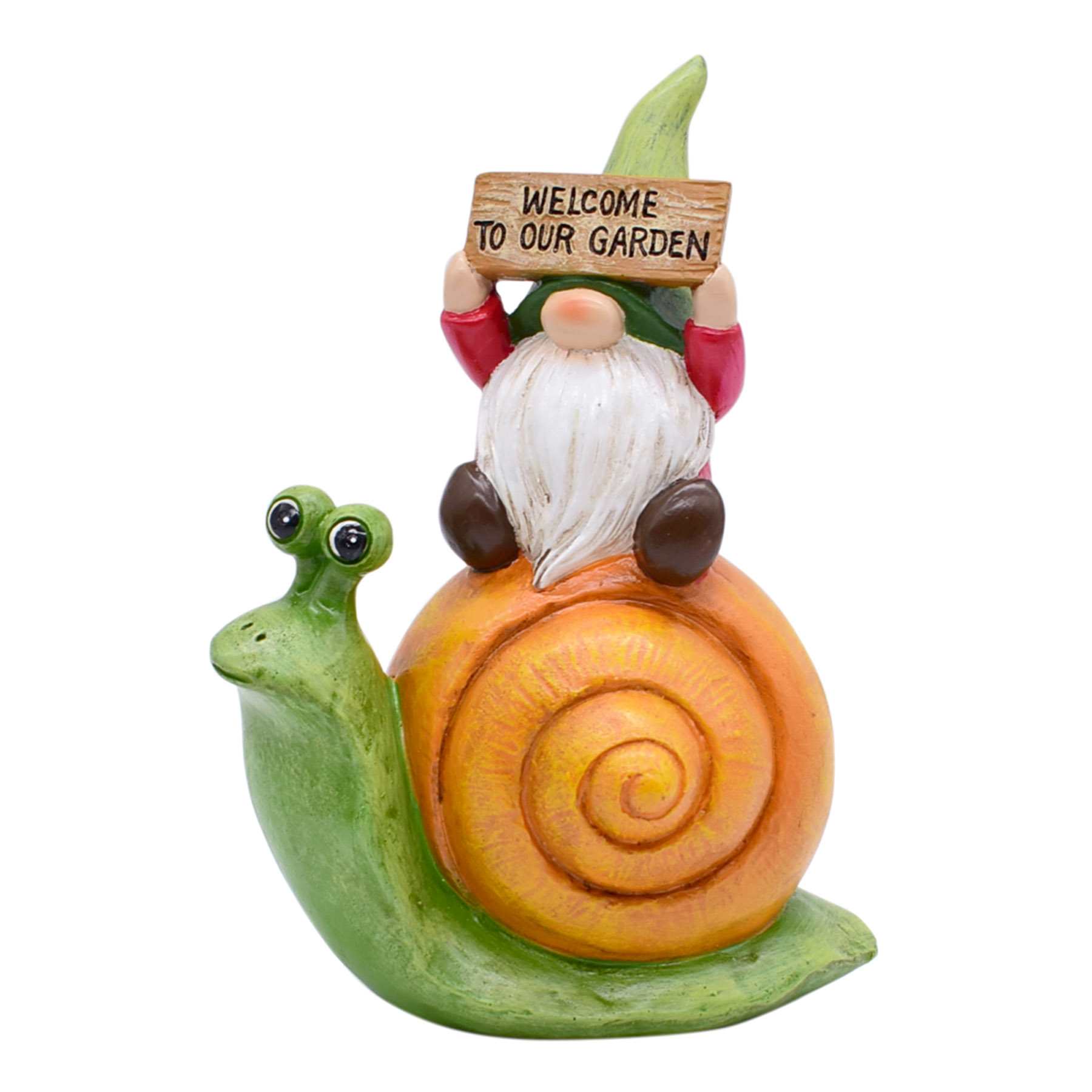 Gnome Riding Snail Outdoor Garden Statue, 7"