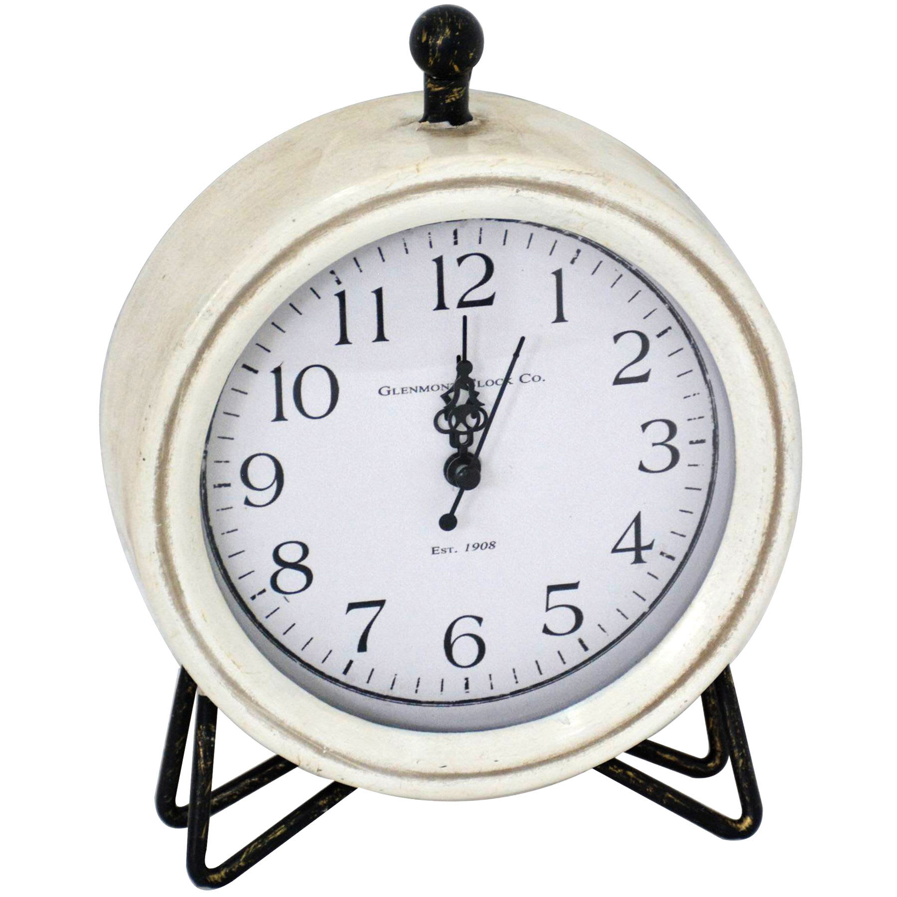 Honeybloom Cream Metal Round Clock, 8"