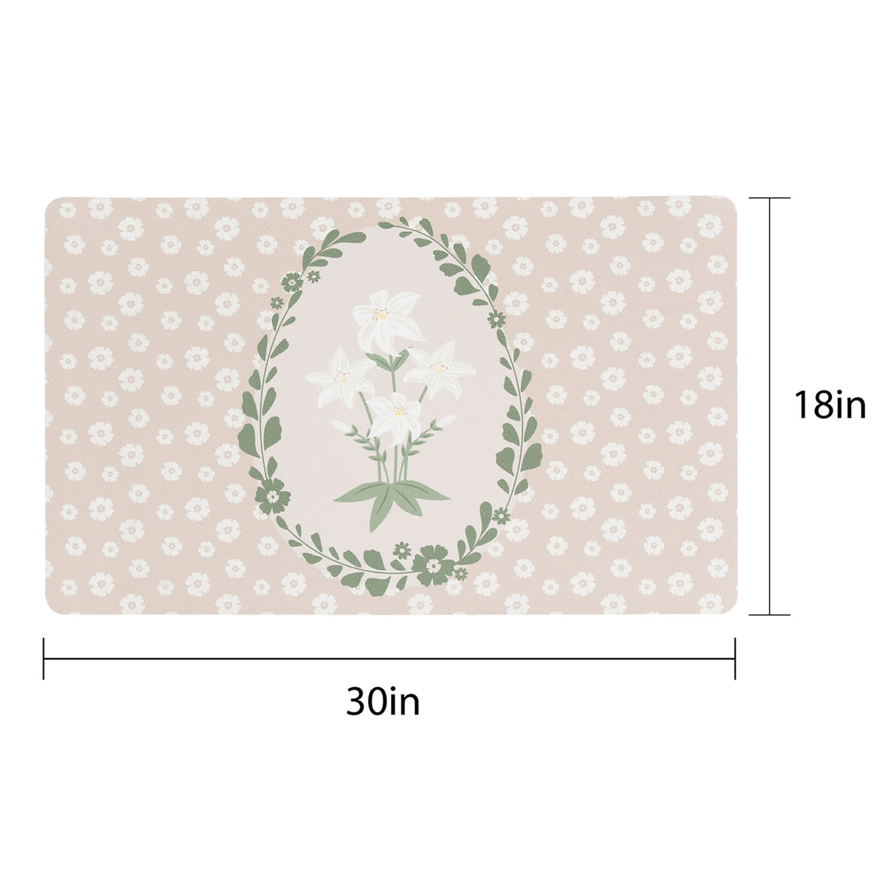 Honeybloom Neutral Floral Egg Easter Kitchen Mat, 18x30