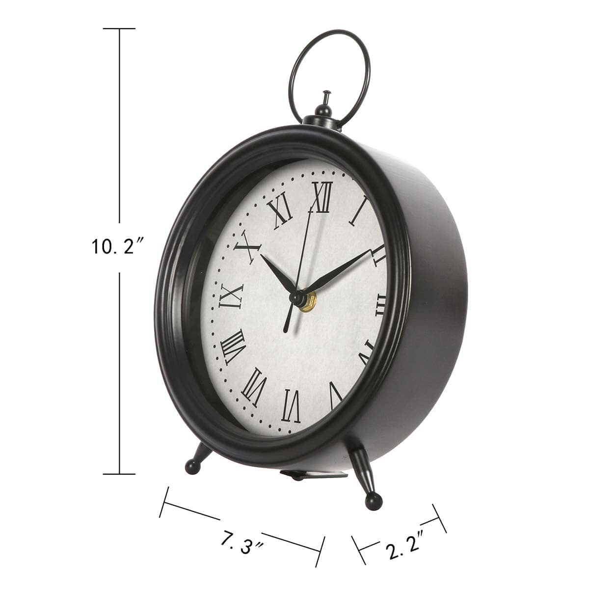 Black Round Table Clock, 10"