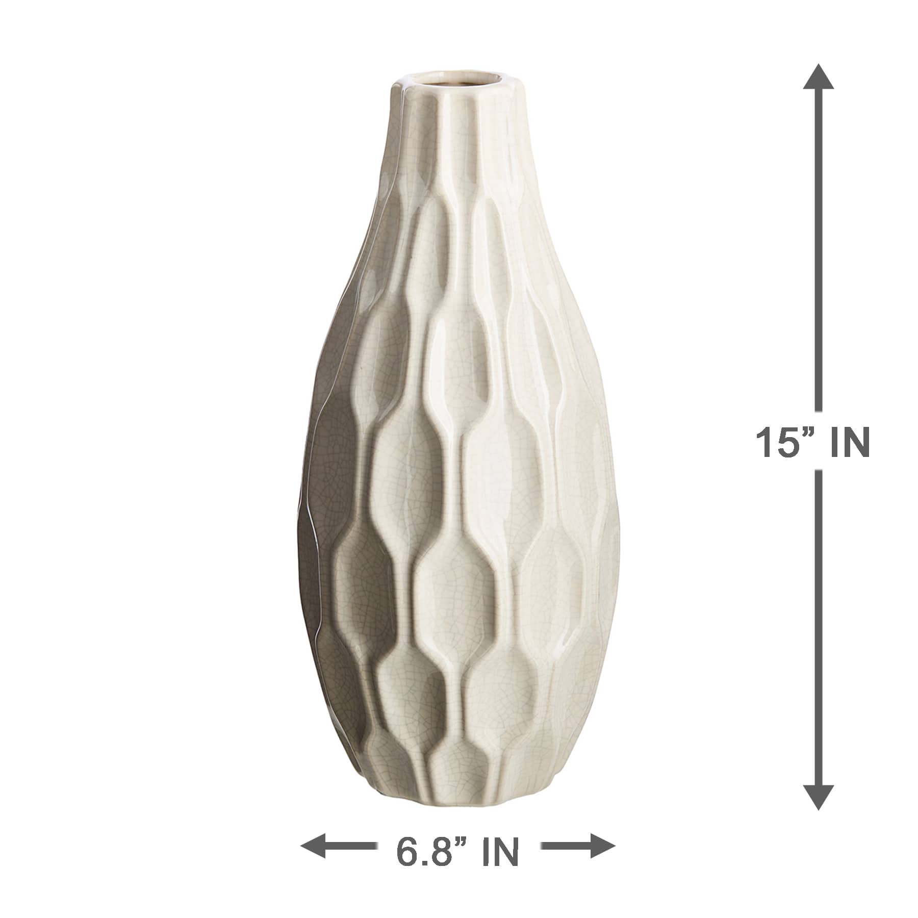 Honeybloom Katherine White Textured Vase, 15"