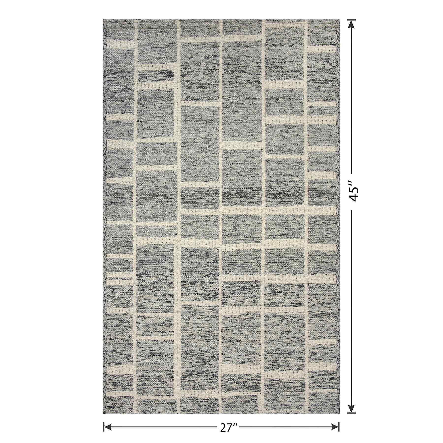 Grey & White Gradient Blocks with Gel Back Accent Rug, 27x45