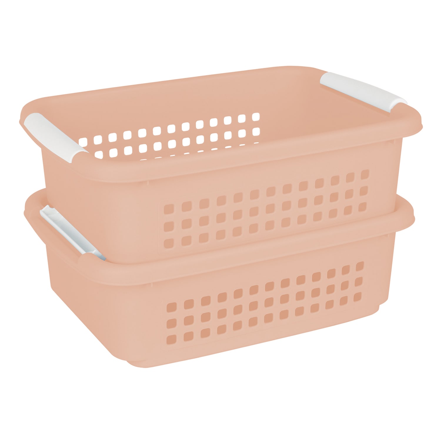 2-Pack Blush Stacked Nest Storage Basket, Medium