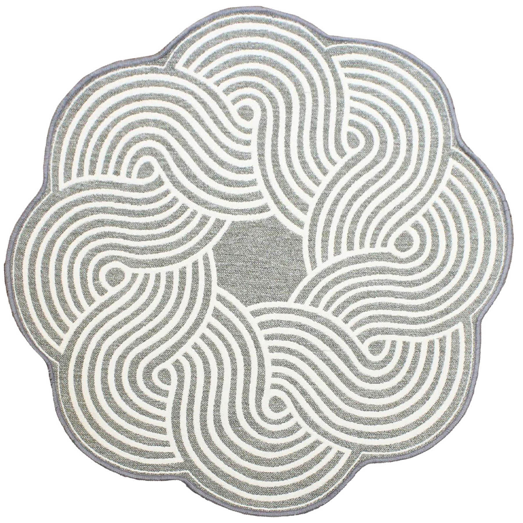 Elmbrook Grey Border Round Washable Accent Rug, 3'