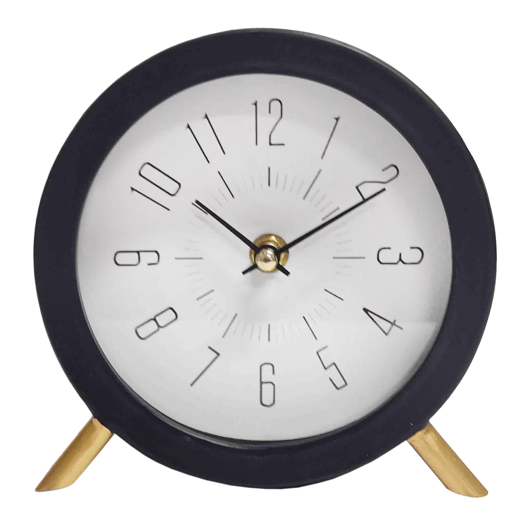 Black Metal Table Clock, 6"