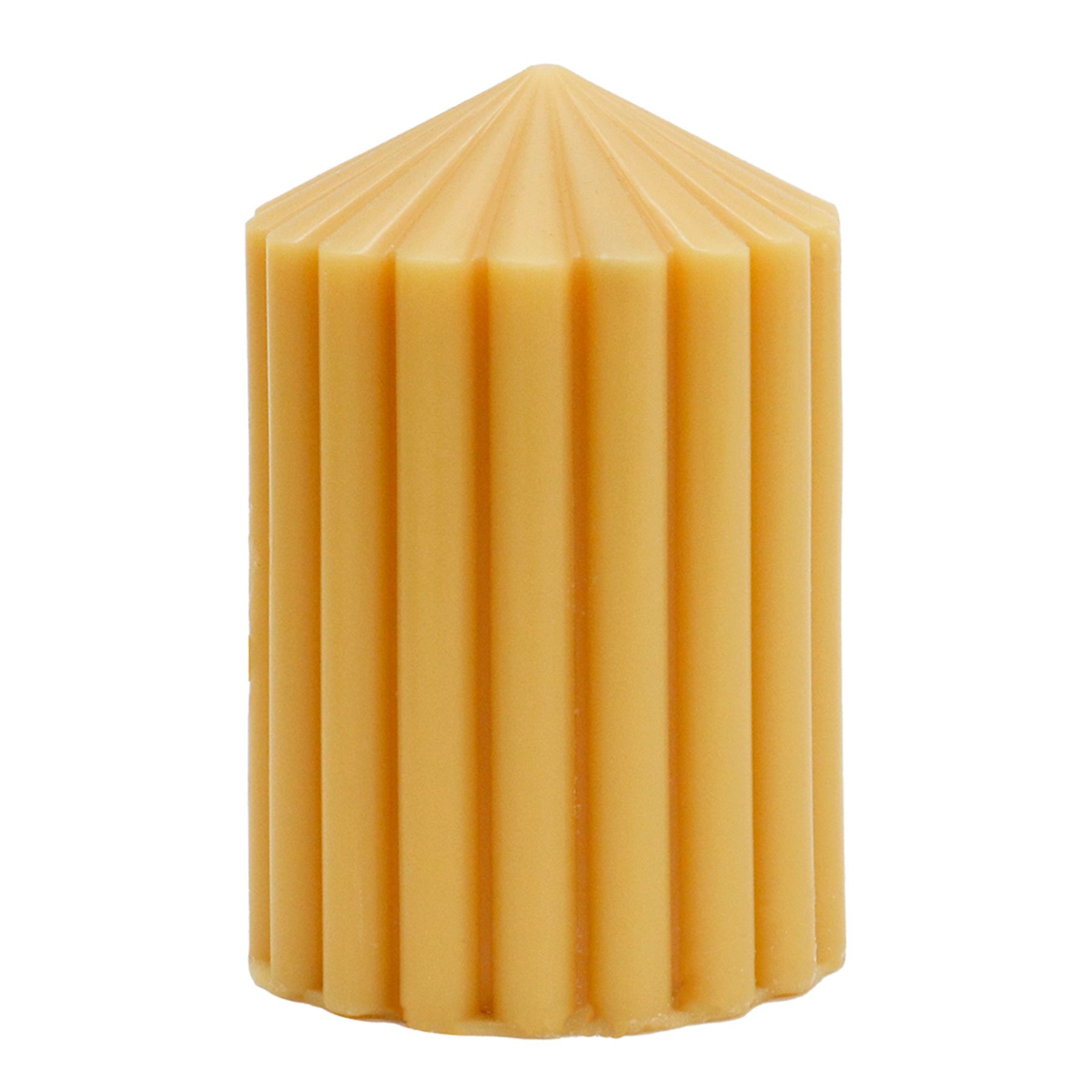 Found & Fable Yellow Unscented Ribbed Pillar Candle, 3x4